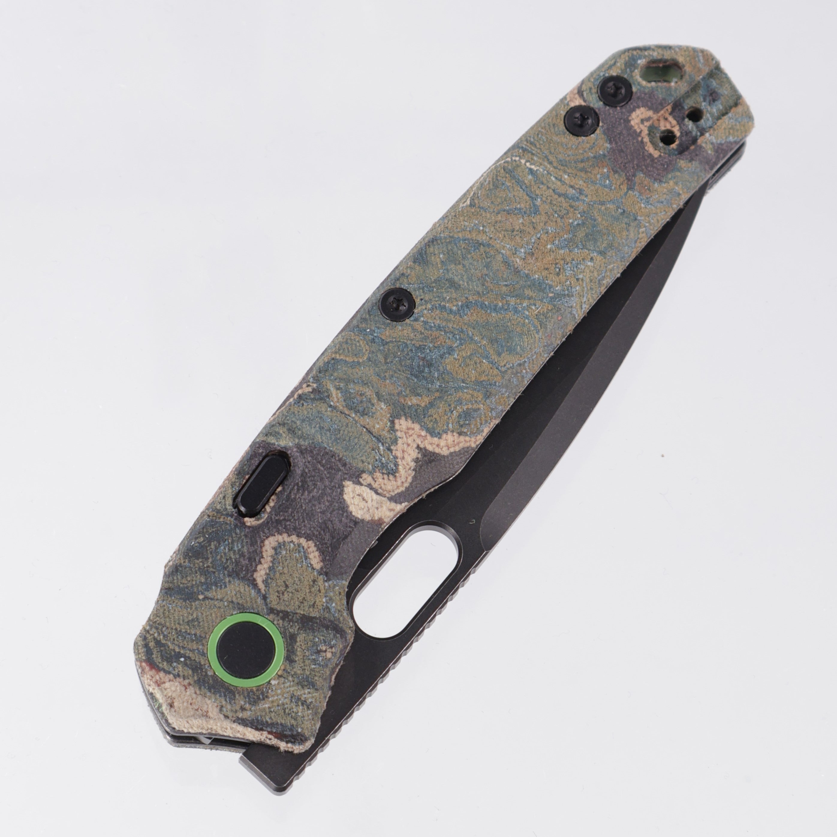 Vosteed Psyop - Blue Current Canvas Rag Burl Micarta - Black Stonewash Elmax - A2235