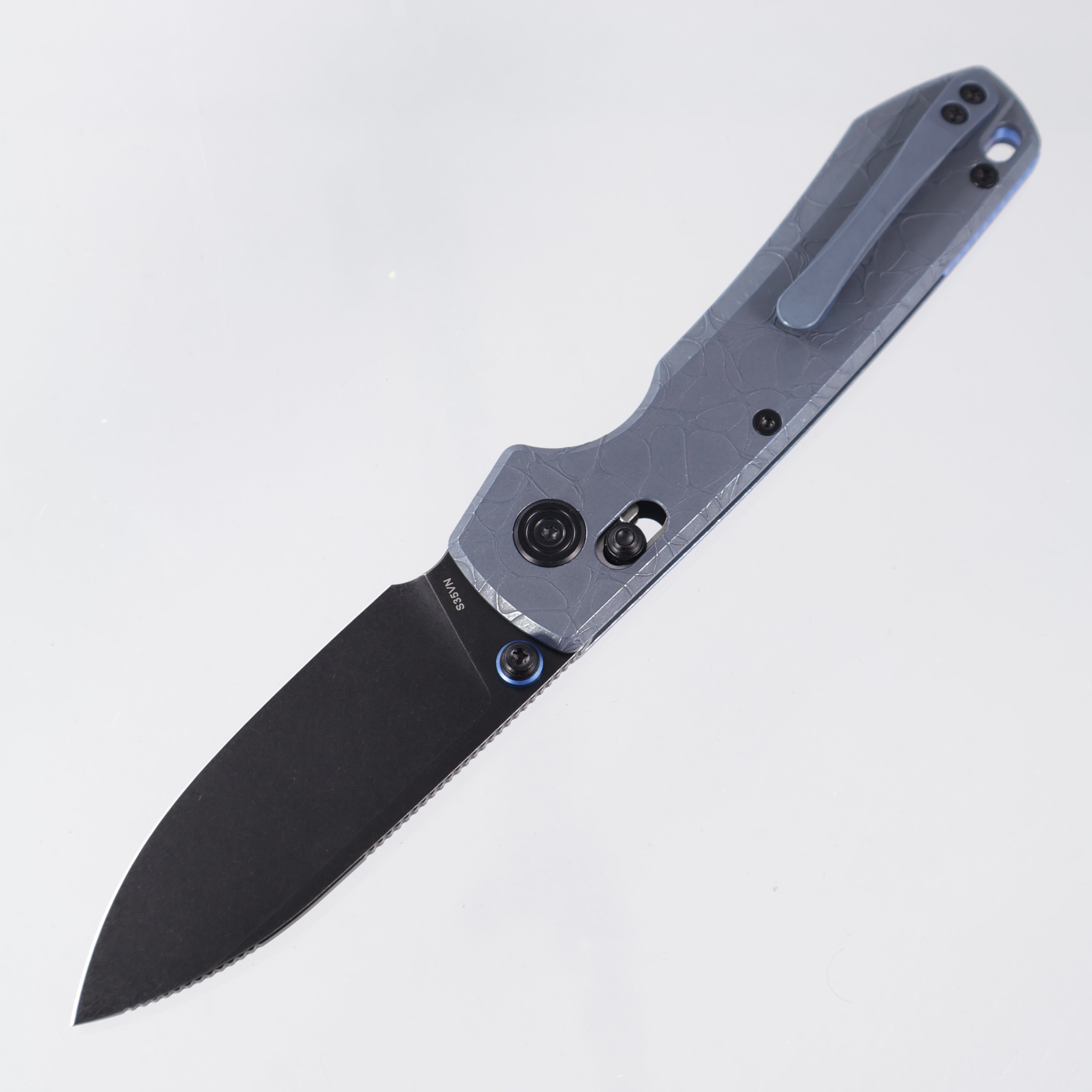 Vosteed Raccoon TiSlim - Blue Acid Wash Titanium - Black Stonewash S35VN - A4510