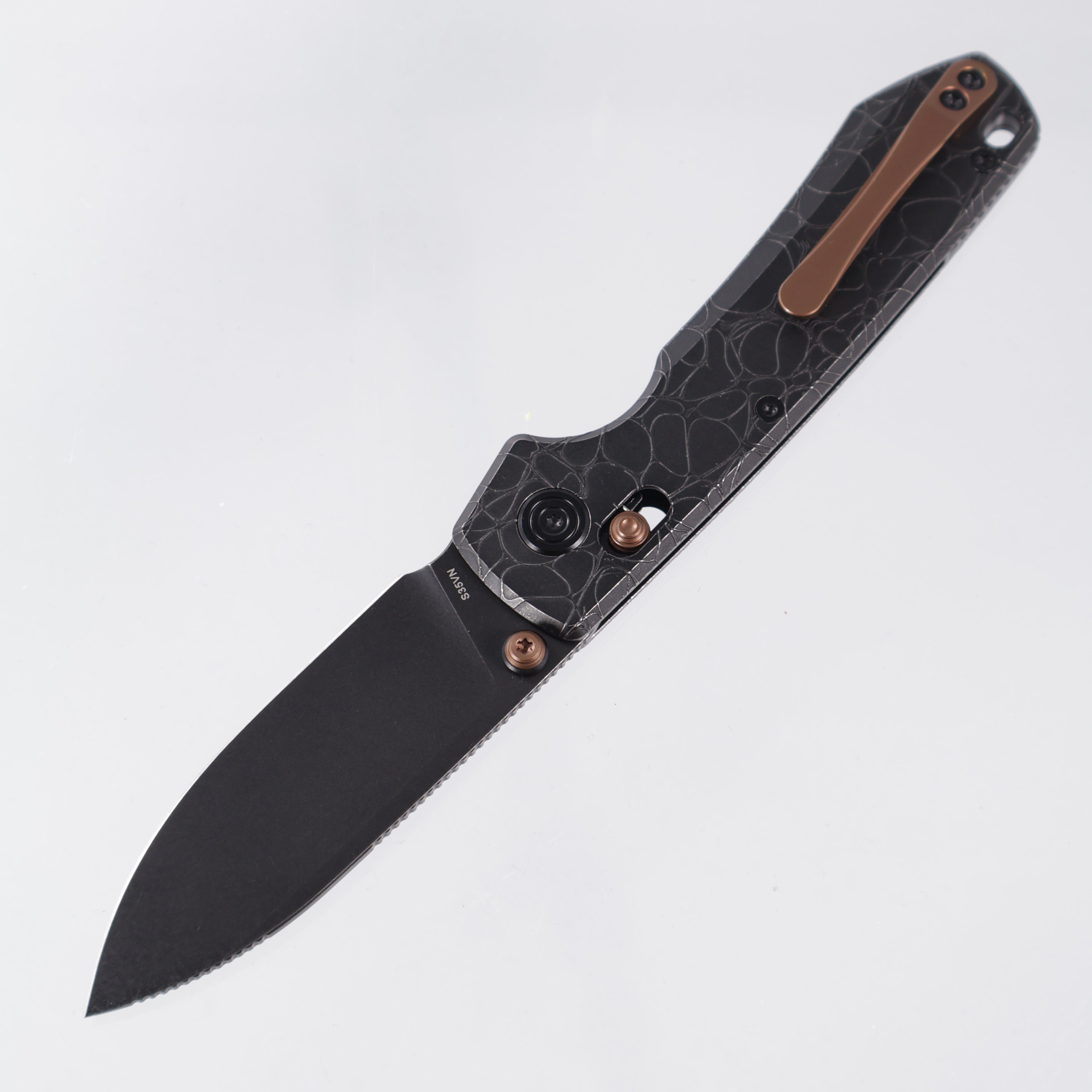 Vosteed Raccoon TiSlim - Black Acid Wash w/ Bronze Accents - Black Stonewash S35VN - A4509