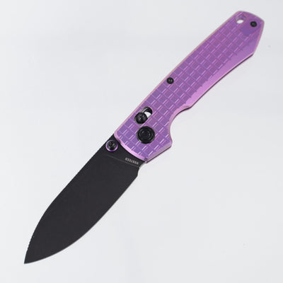 Vosteed Raccoon TiSlim - Purple Frag Pattern Titanium - Black Stonewash S35VN - A4515