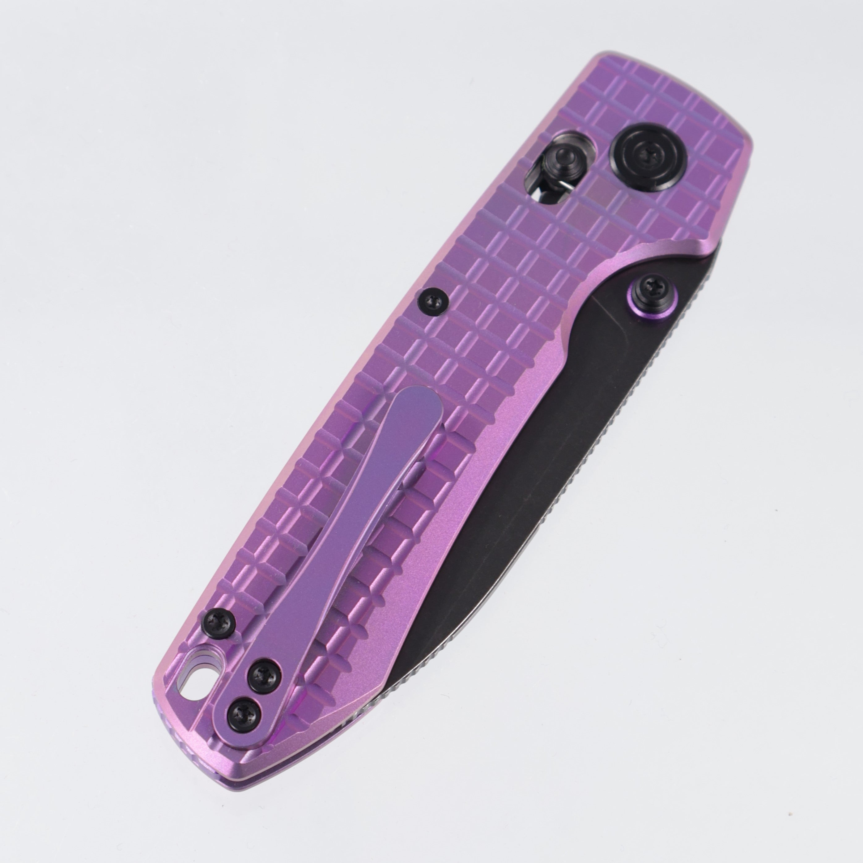 Vosteed Raccoon TiSlim - Purple Frag Pattern Titanium - Black Stonewash S35VN - A4515