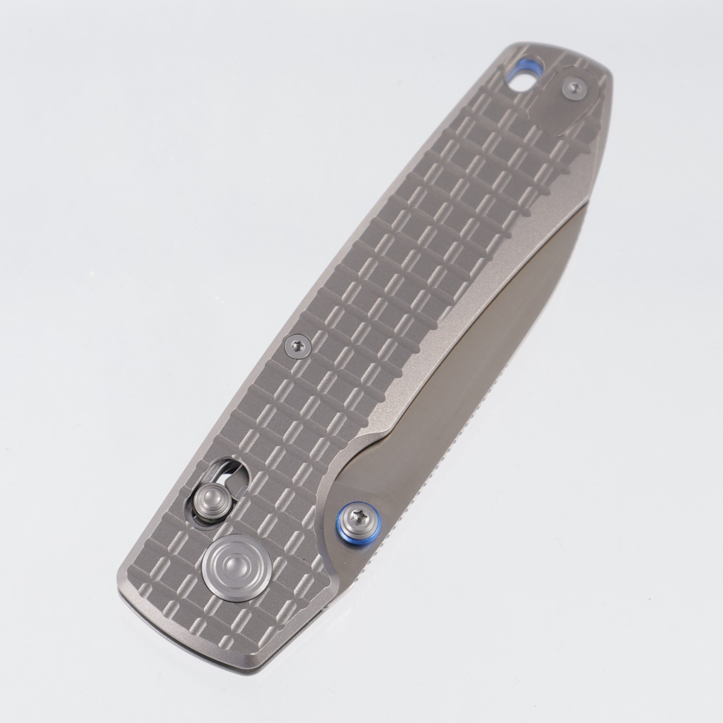 Vosteed Raccoon TiSlim - Plain Frag Titanium w/ Blue Accents - Satin S35VN - A4513