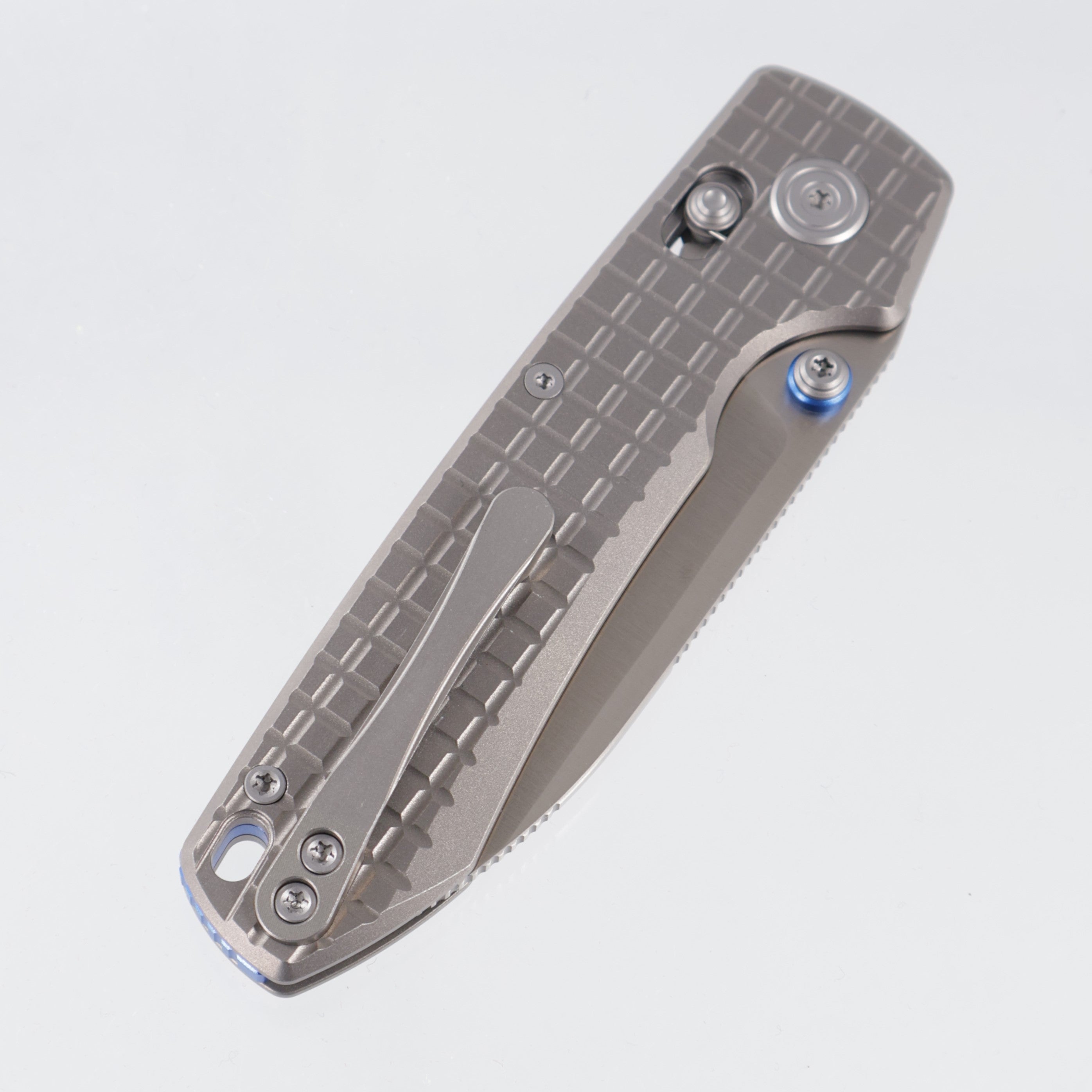 Vosteed Raccoon TiSlim - Plain Frag Titanium w/ Blue Accents - Satin S35VN - A4513