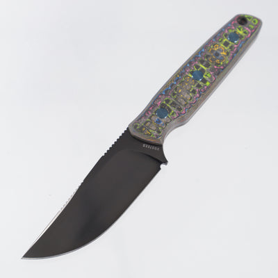 Vosteed Mink Fixed Blade - Frag 80s Camo Carbon w/ Blue Hardware - DLC AEB-L - D0112 - BROP Exclusive