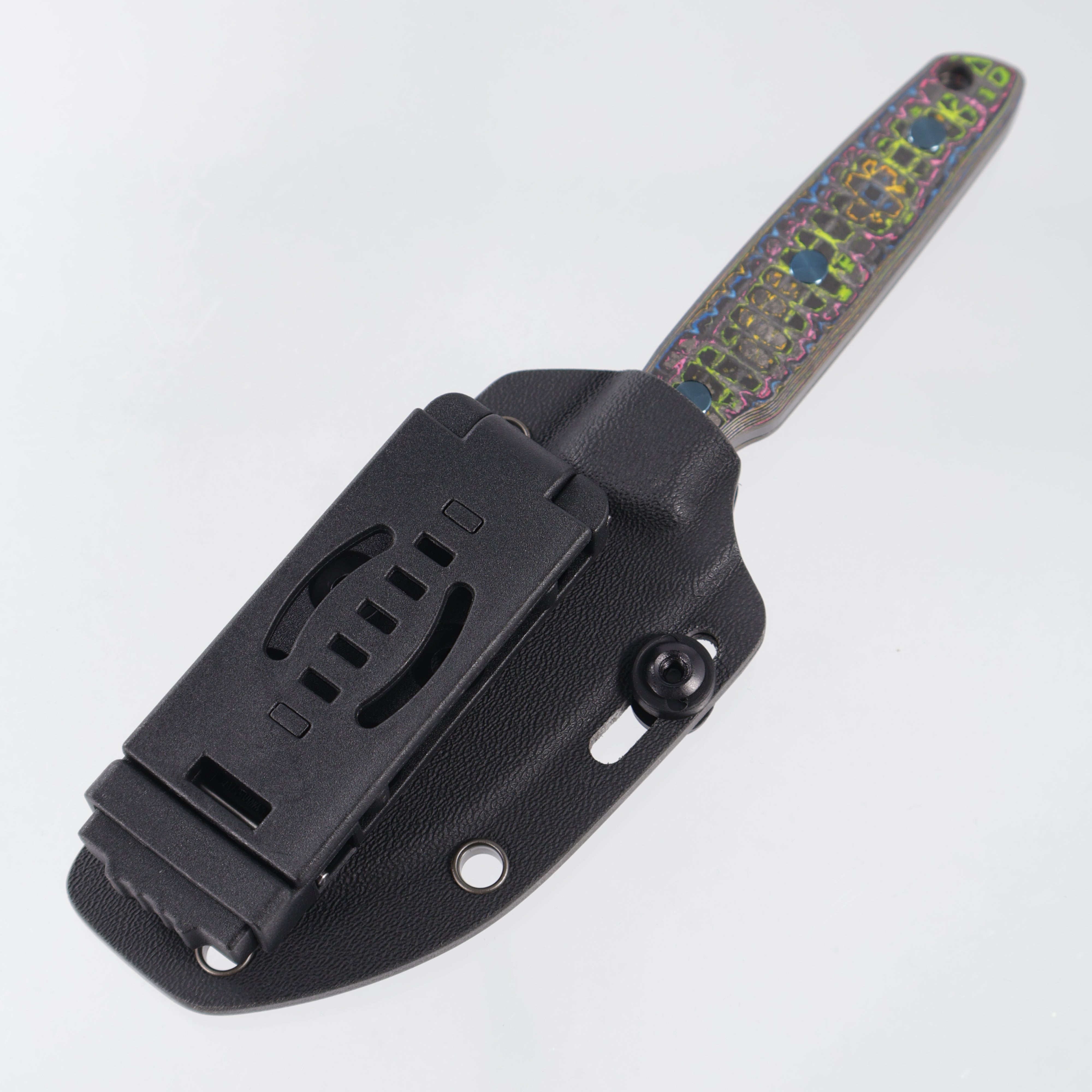 Vosteed Mink Fixed Blade - Frag 80s Camo Carbon w/ Blue Hardware - DLC AEB-L - D0112 - BROP Exclusive