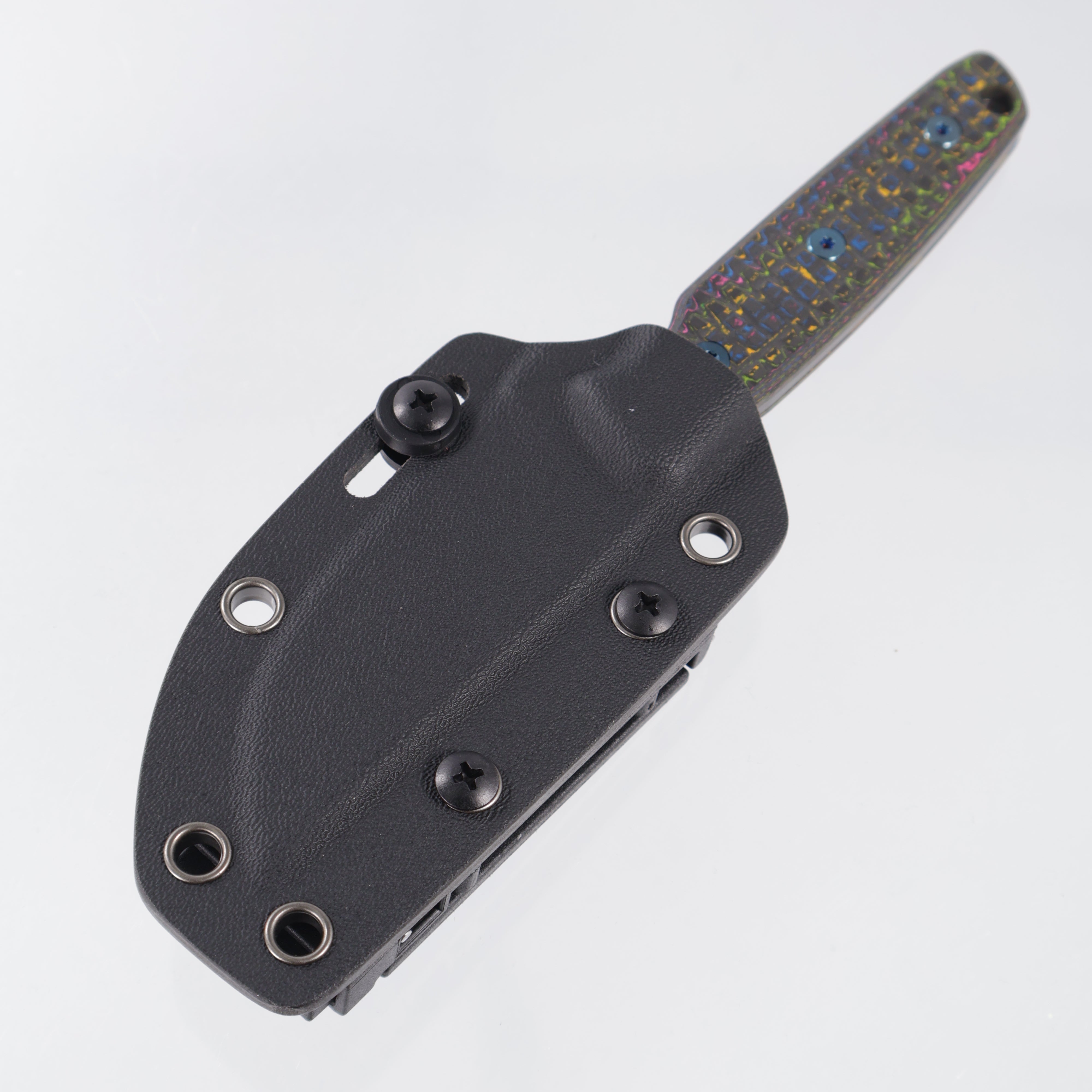Vosteed Mink Fixed Blade - Frag 80s Camo Carbon w/ Blue Hardware - DLC AEB-L - D0112 - BROP Exclusive