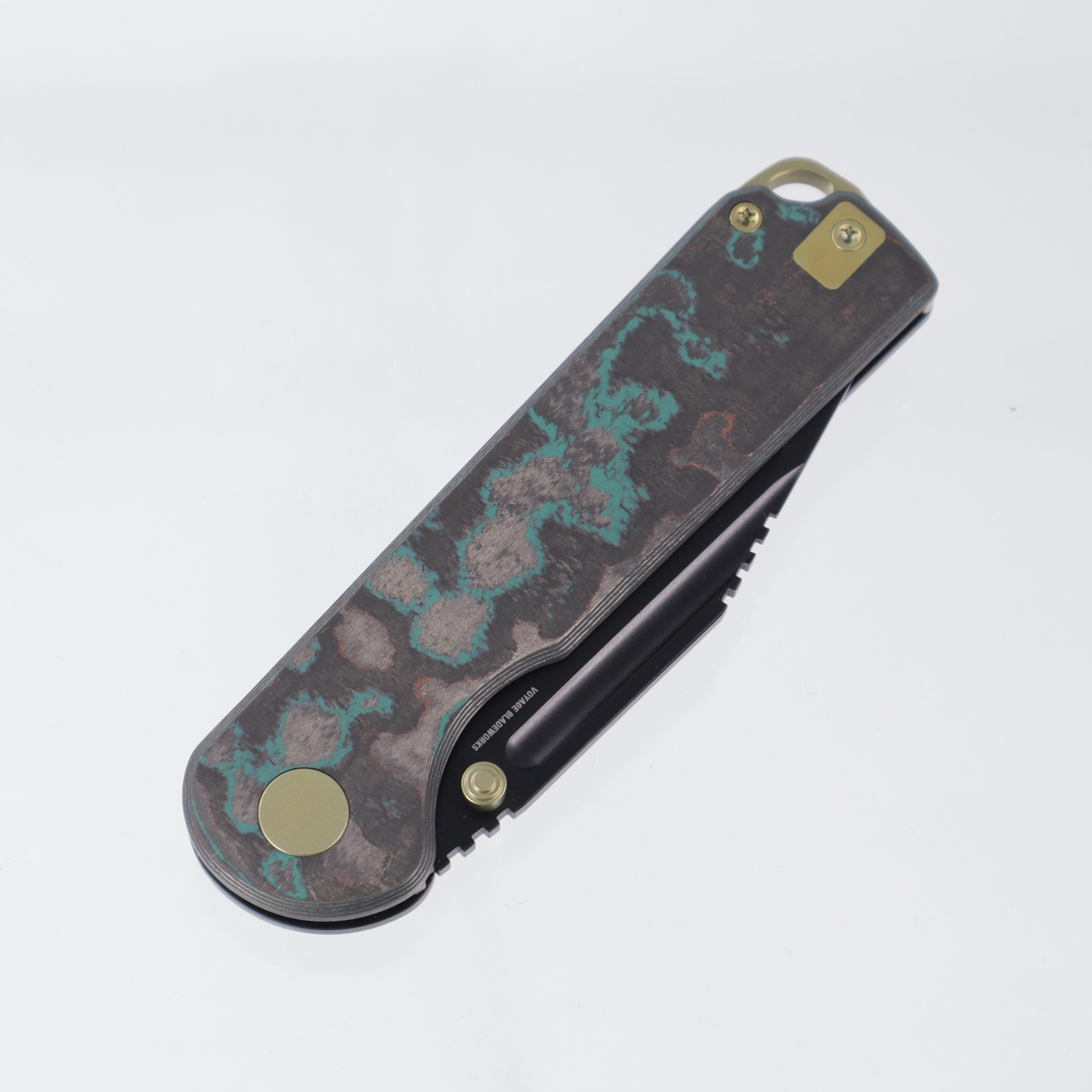Voyage Bladeworks Avius - Drop Point 14c28n PVD - Shipwreck CamoCarbon & Titanium Framelock