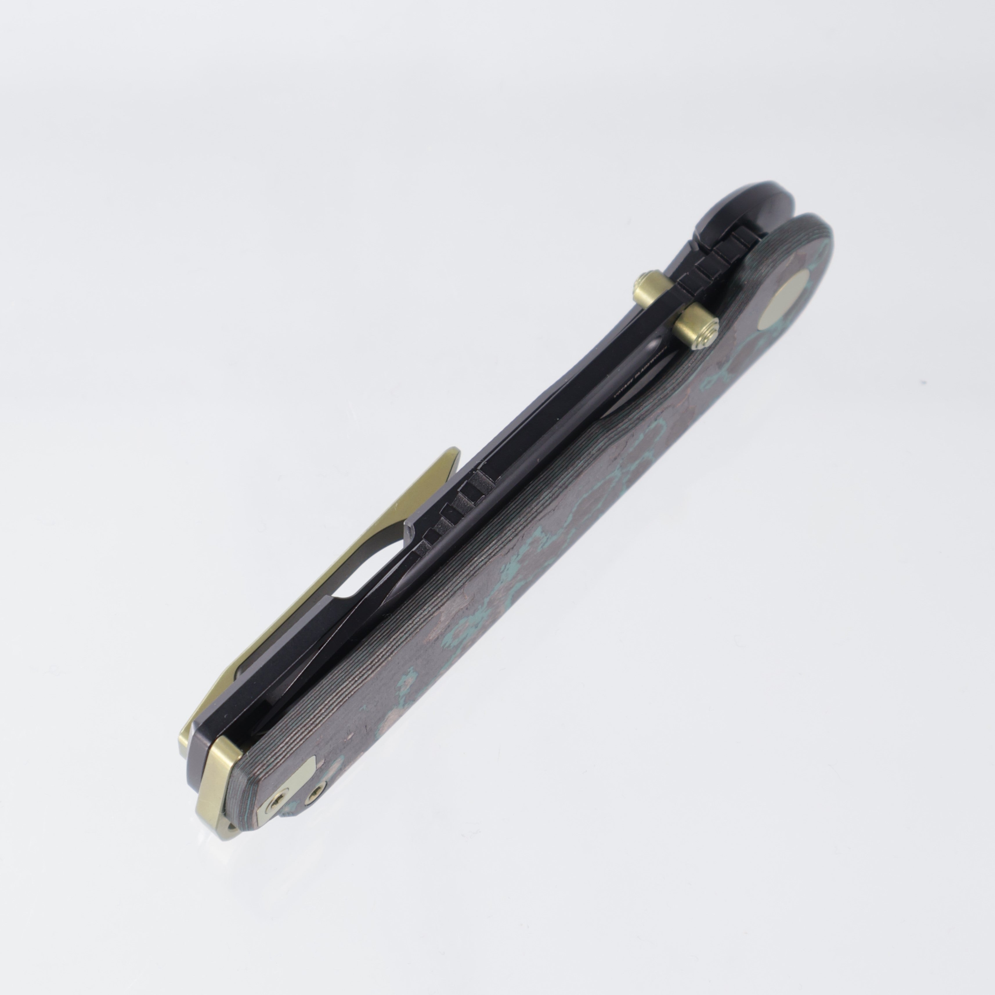 Voyage Bladeworks Avius - Drop Point 14c28n PVD - Shipwreck CamoCarbon & Titanium Framelock