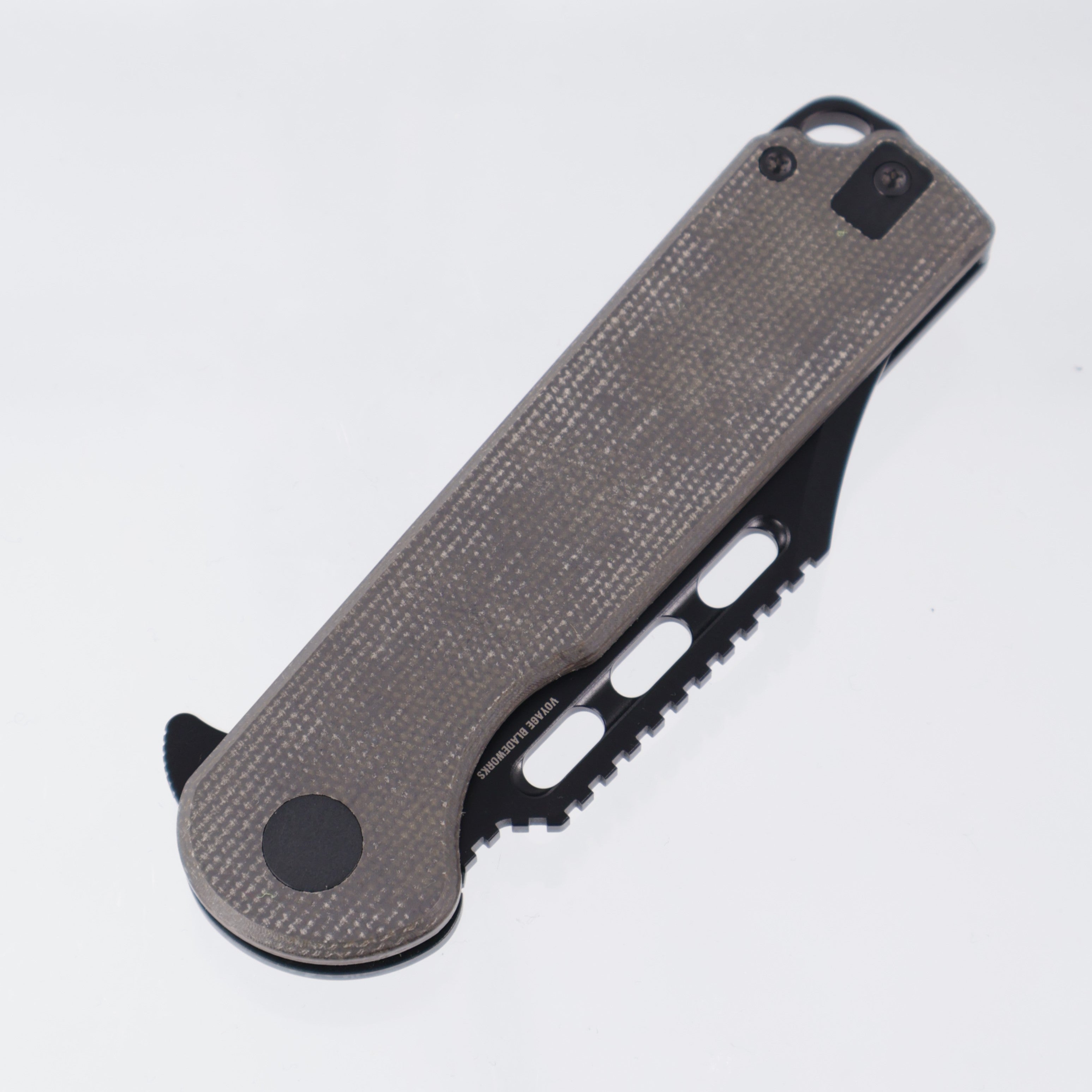 Voyage Bladeworks Avius - Clip Point 14c28n PVD - Micarta & Titanium Framelock