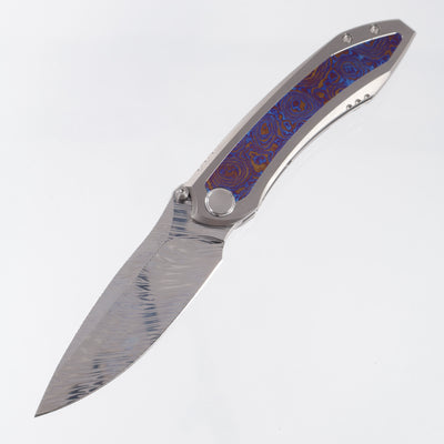 WE Knife Winsome - Beadblast Titanium w/ Timascus Inlays - Fafnir Damasteel - WE23092-DS1