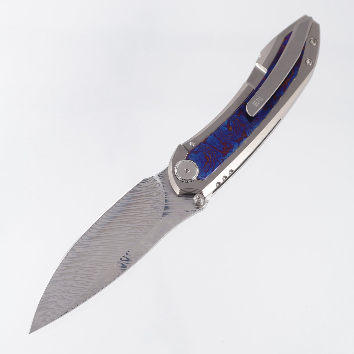 WE Knife Winsome - Beadblast Titanium w/ Timascus Inlays - Fafnir Damasteel - WE23092-DS1