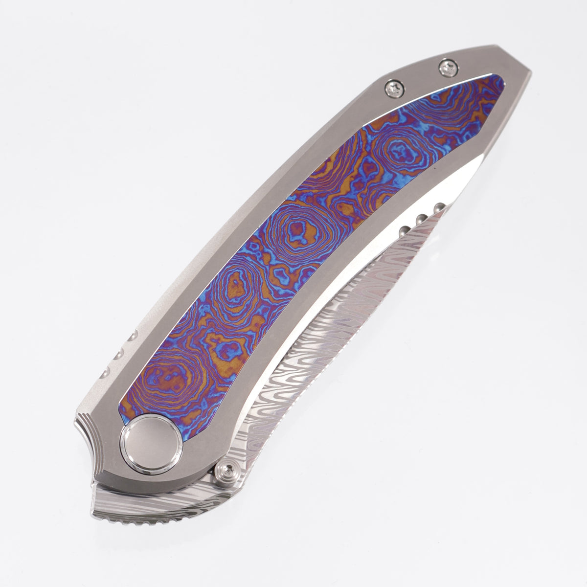 WE Knife Winsome - Beadblast Titanium w/ Timascus Inlays - Fafnir Damasteel - WE23092-DS1
