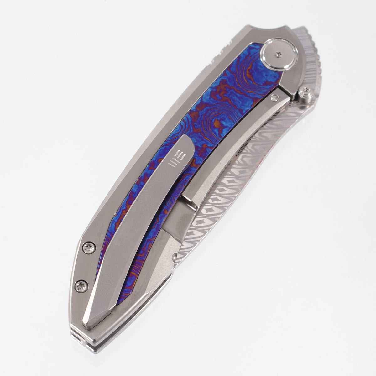 WE Knife Winsome - Beadblast Titanium w/ Timascus Inlays - Fafnir Damasteel - WE23092-DS1