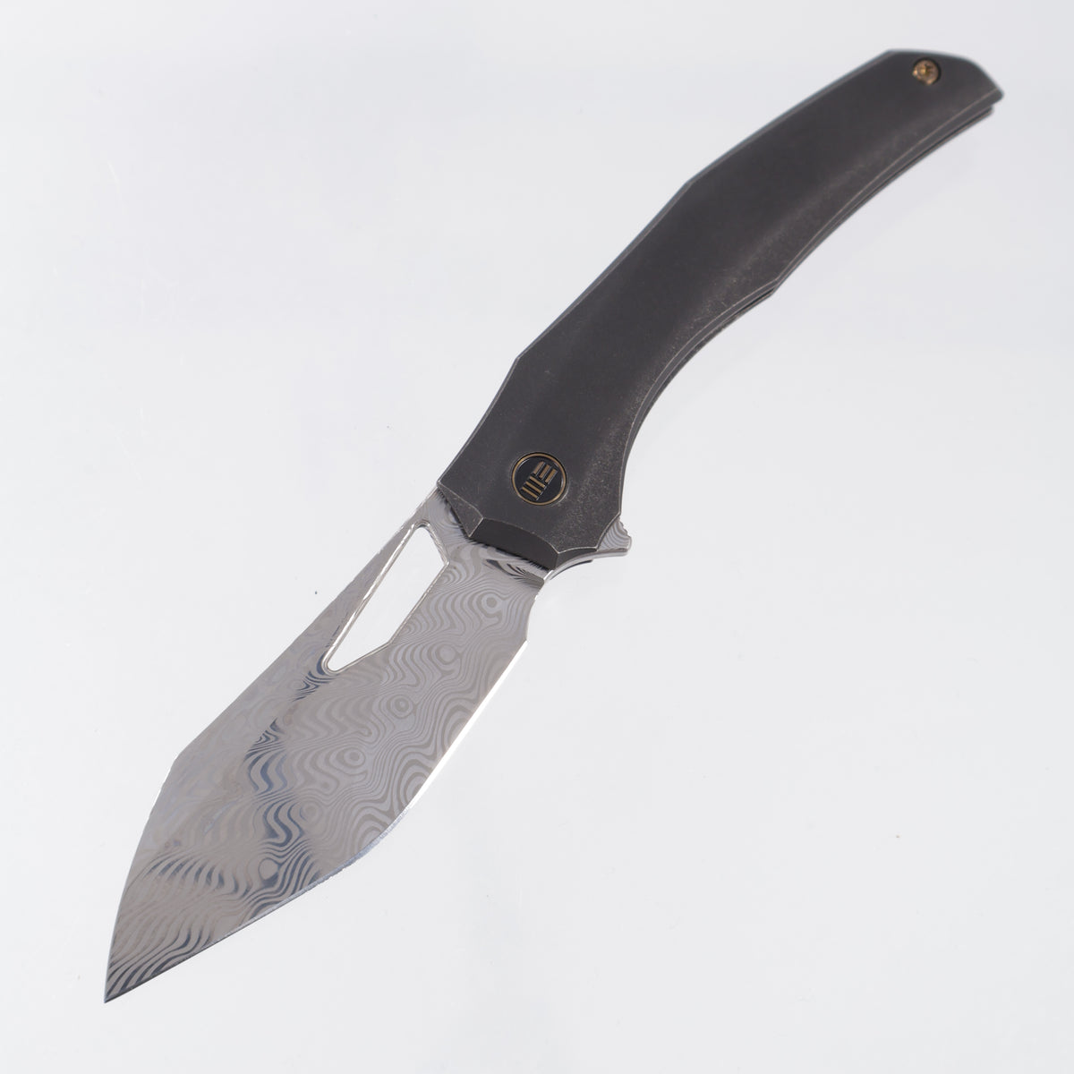 WE Knife Ignio - Black Stonewash Titanium w/ Timascus Clip - Hakkapella Damasteel - WE22042B-DS1