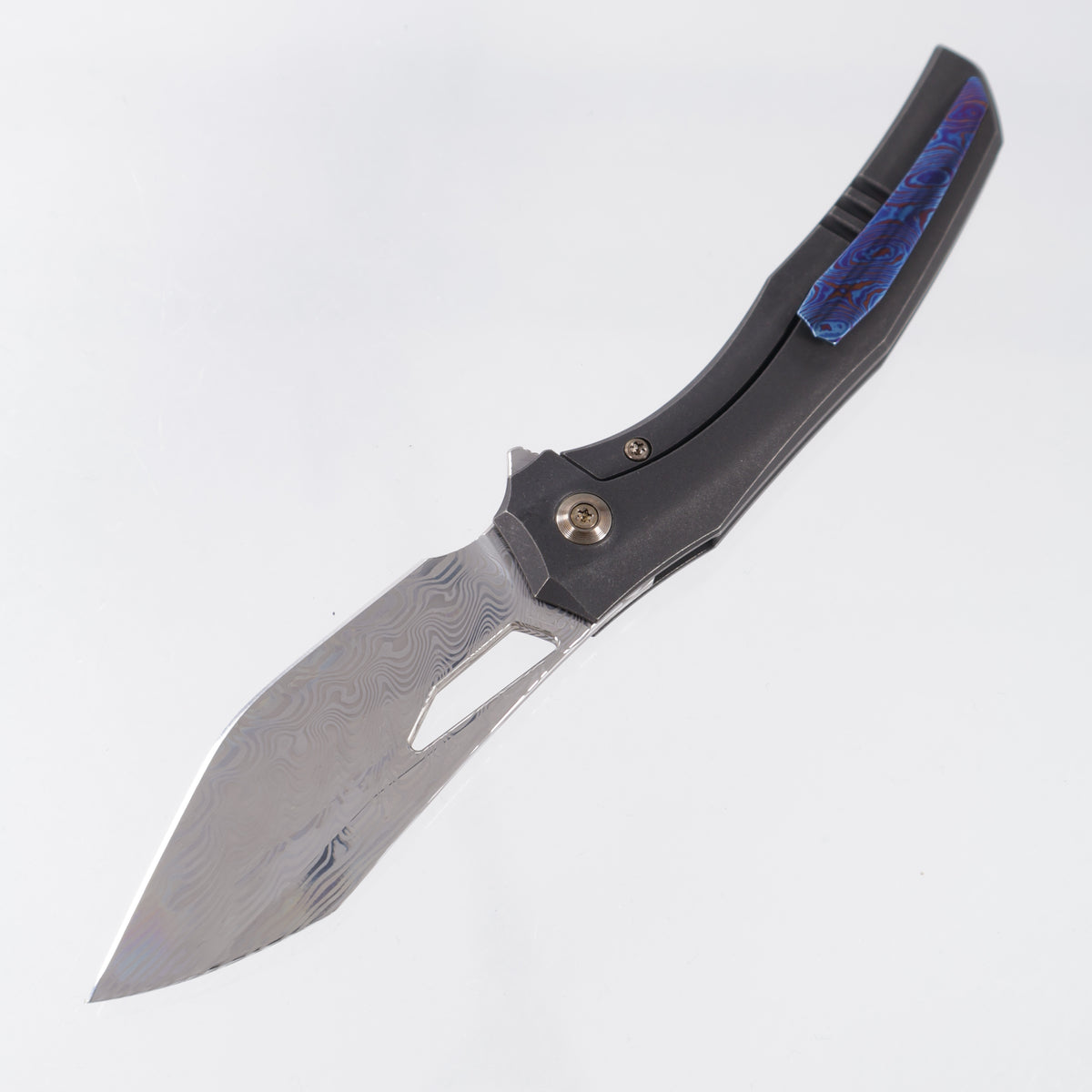WE Knife Ignio - Black Stonewash Titanium w/ Timascus Clip - Hakkapella Damasteel - WE22042B-DS1