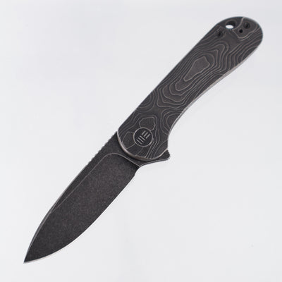 WE Knife Elementum Frame Lock - Black Stonewash Topography Milled Titanium - Black Stonewash Magnacut - WE18062XA-1