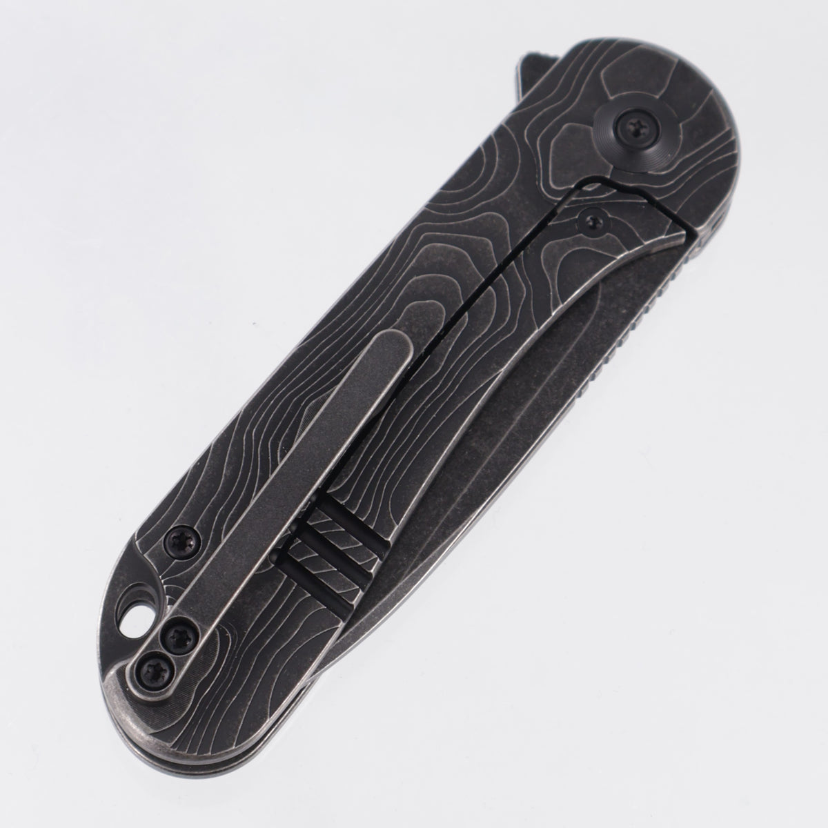 WE Knife Elementum Frame Lock - Black Stonewash Topography Milled Titanium - Black Stonewash Magnacut - WE18062XA-1