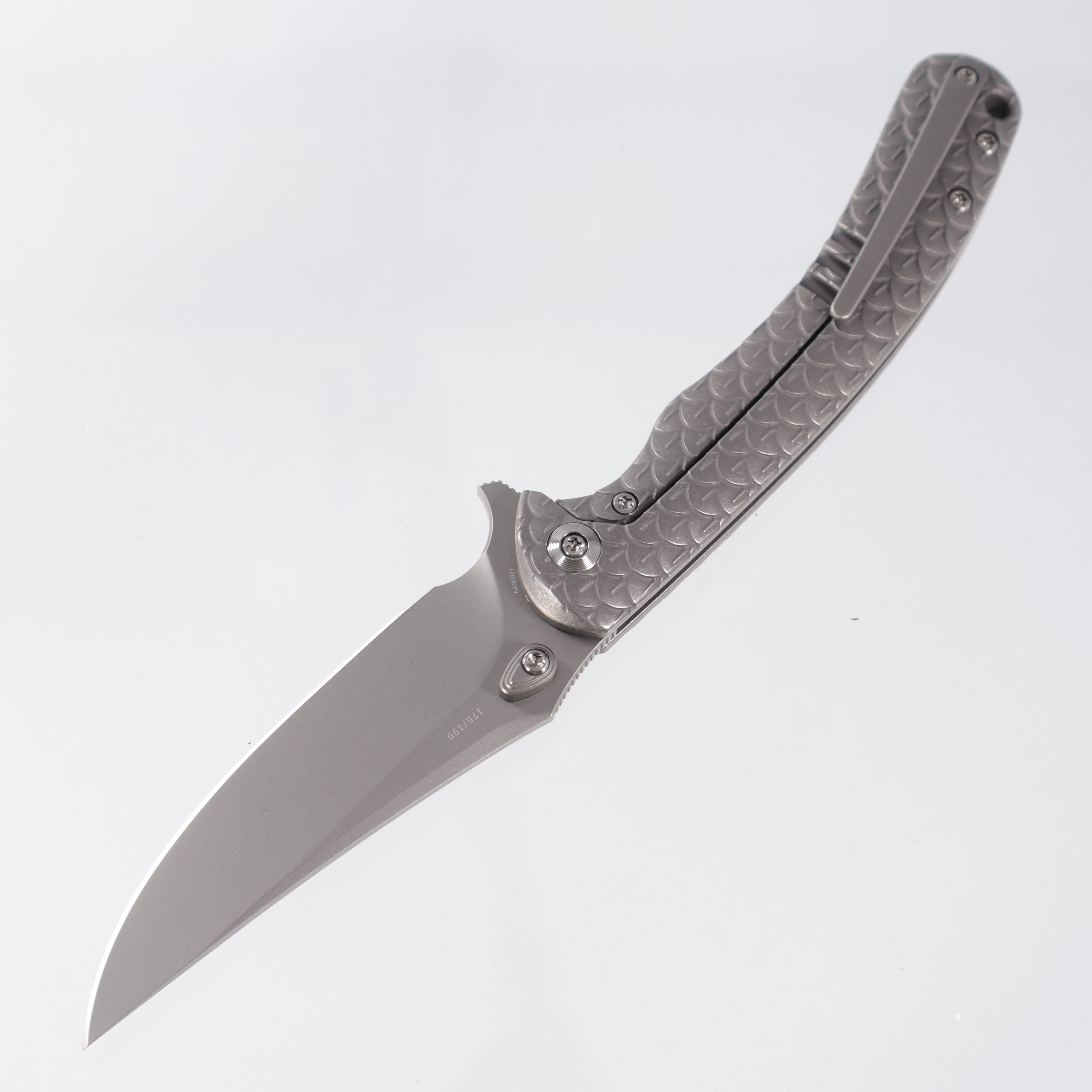 WE Knife Dracarys Limited Edition - Stonewash Gray Titanium Handle - Stonewash M390 - WE25061B-1