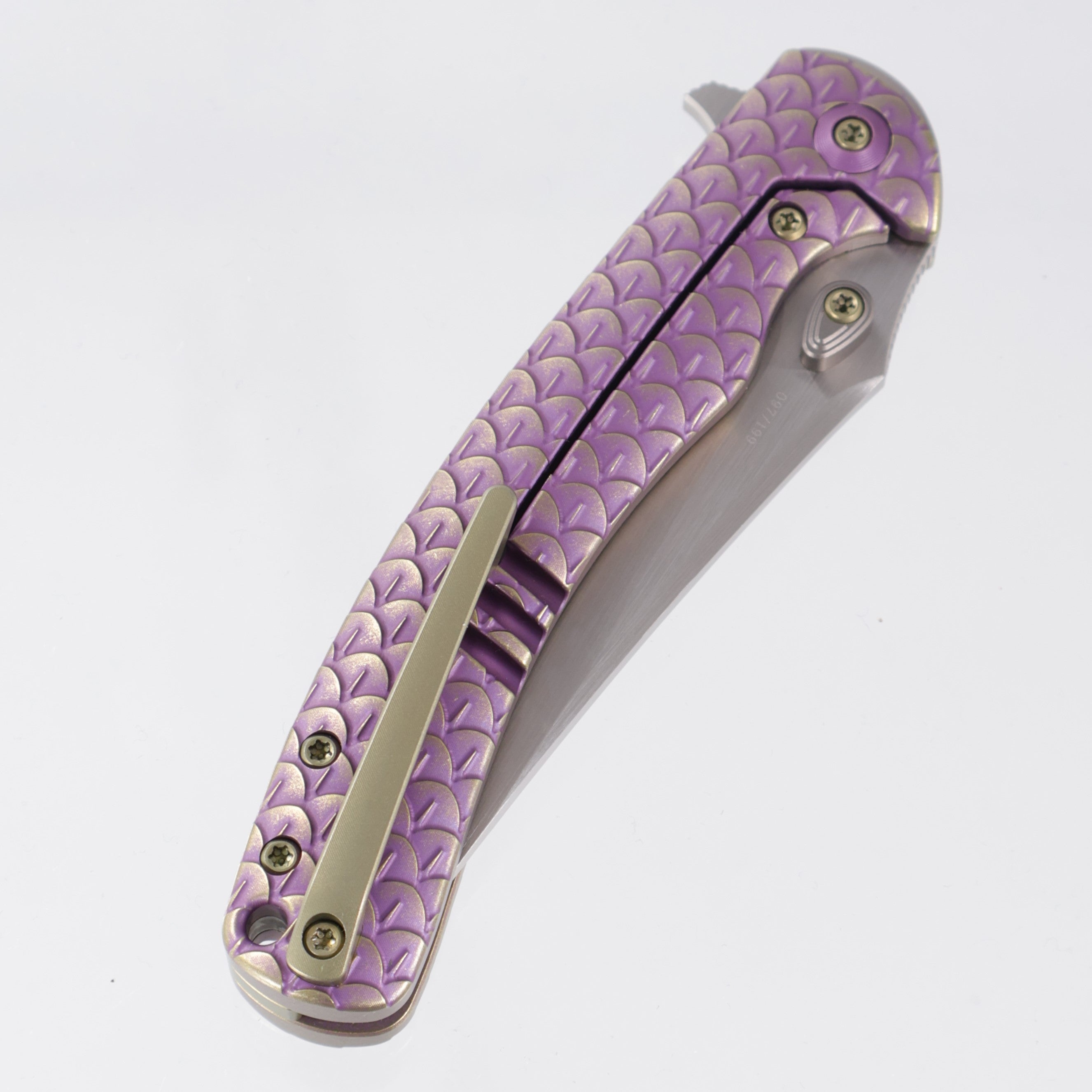 WE Knife Dracarys Limited Edition - Purple & Gold Titanium Handle - Hand Rubbed Satin M390 - WE25061B-2