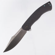 WE Knife Essential Knight - Black Textured Titanium w/ Teal Anodized Hardware - Satin M390 - WE24003-1