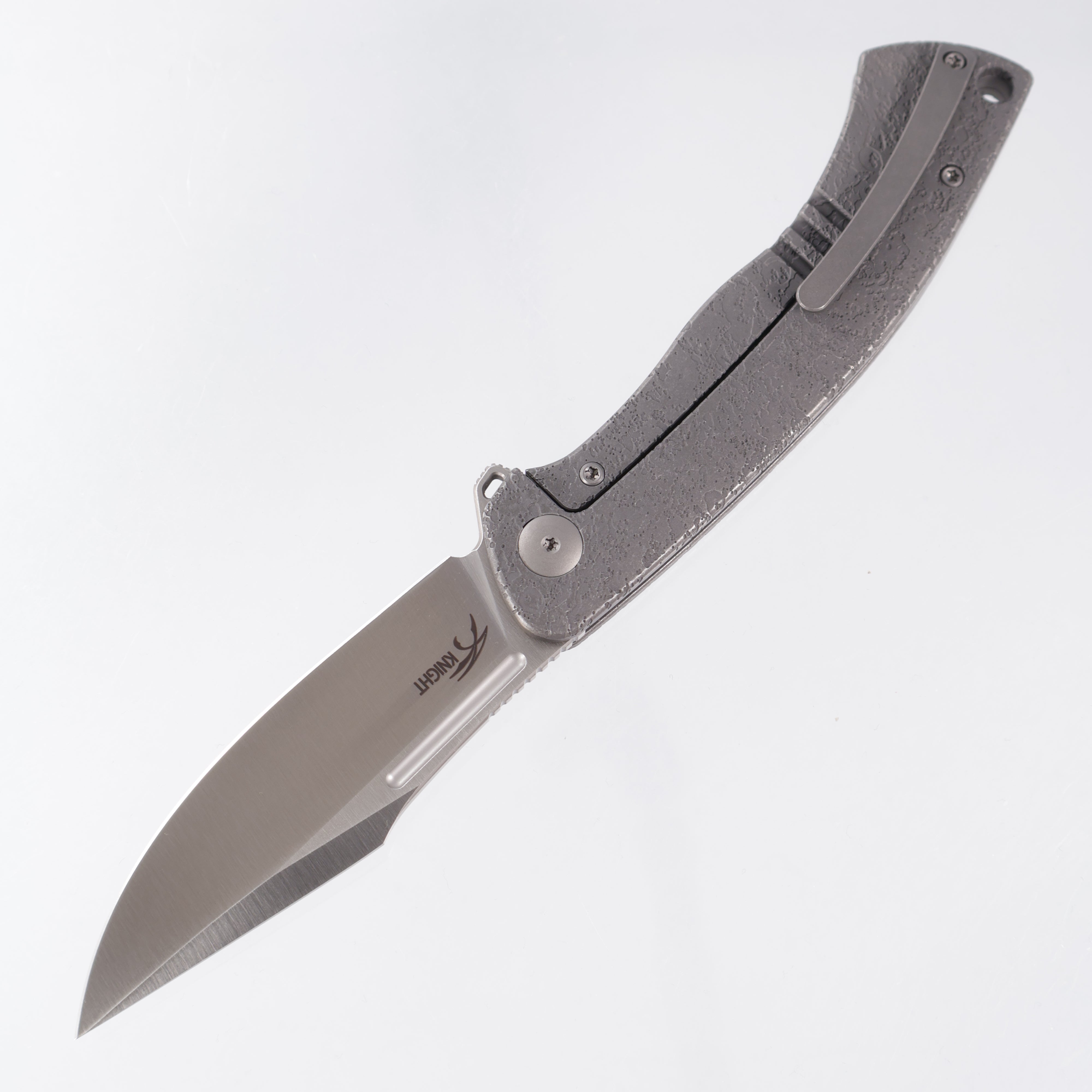 WE Knife Essential Knight - Stonewash Titanium w/ Beadblast Hardware - Satin M390 - WE24003-3