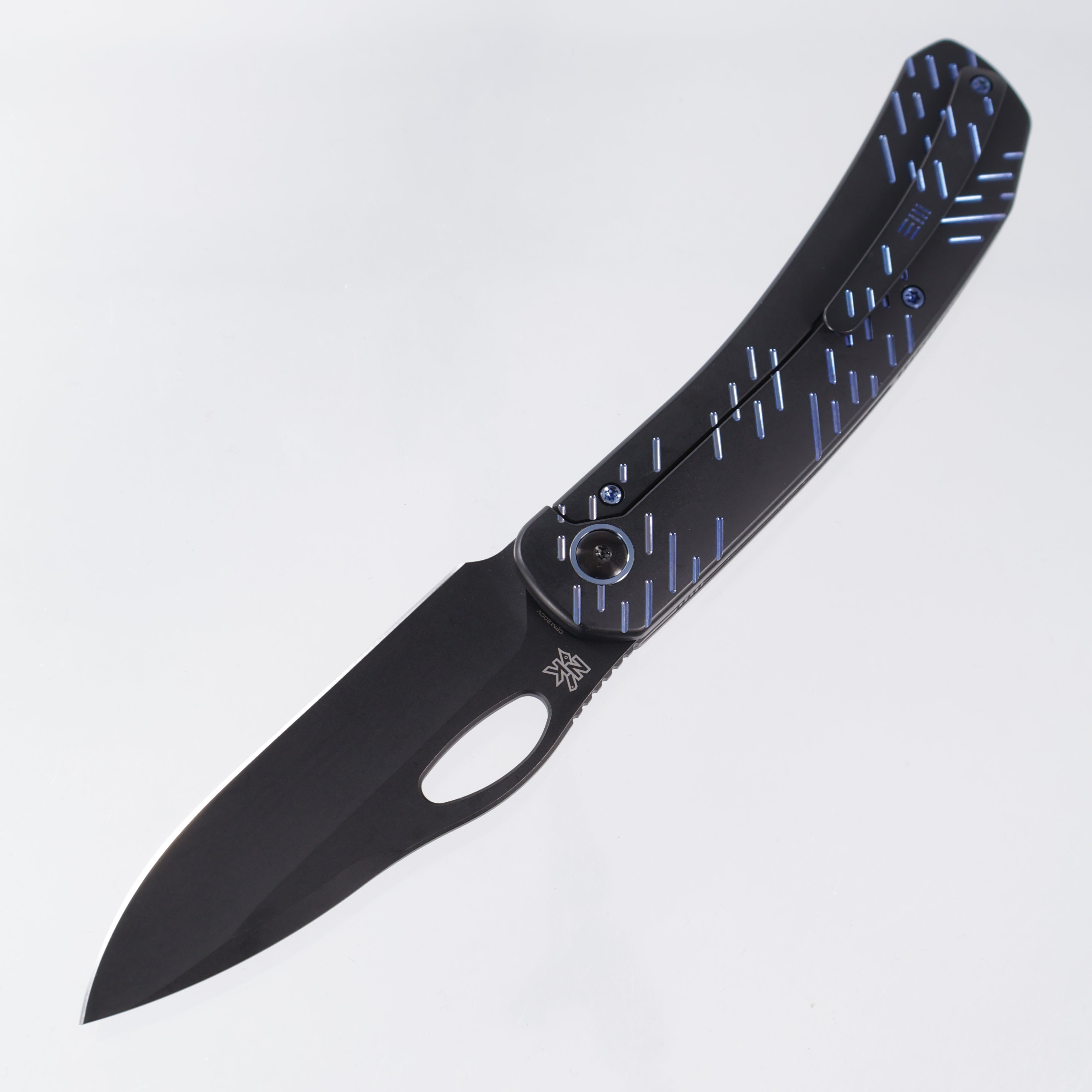 WE Knife Inmate - Black Stonewash & Blue Titanium - Black Stonewash 20CV - WE23096B-2