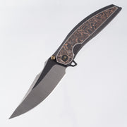 WE Knife Quinseris - Black Stonewash Titanium w/ Copperfoil Carbon Inlays - Satin M390 - WE23093-1