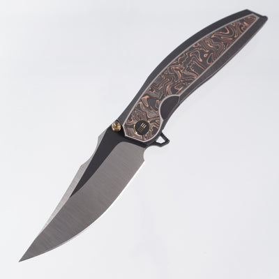 WE Knife Quinseris - Black Stonewash Titanium w/ Copperfoil Carbon Inlays - Satin M390 - WE23093-1