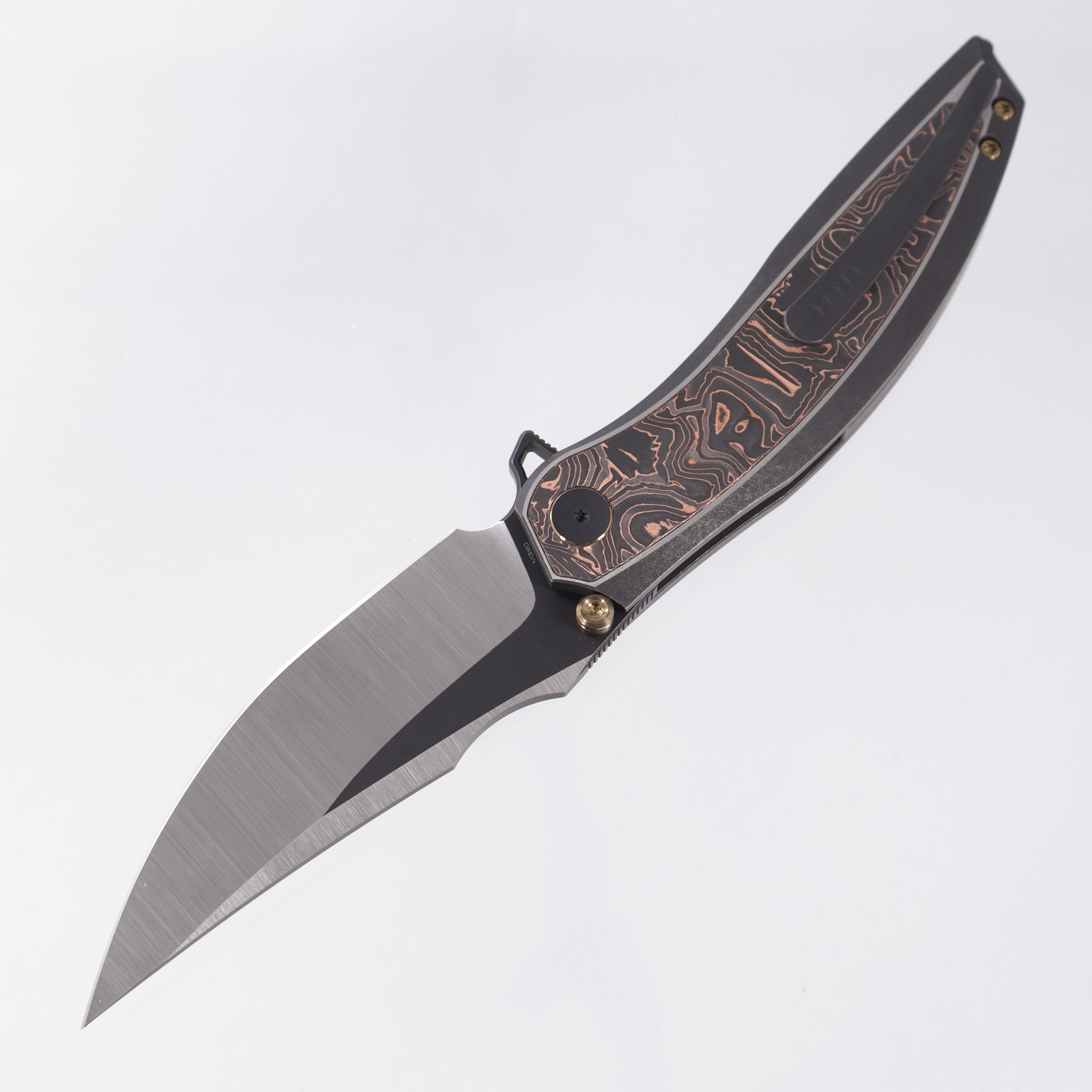 WE Knife Quinseris - Black Stonewash Titanium w/ Copperfoil Carbon Inlays - Satin M390 - WE23093-1