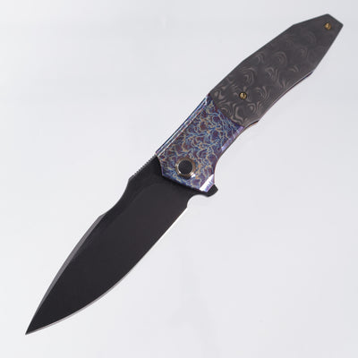 WE Knife Archeozoic - Lightning Titanium w/ Rose Carbon Fiber Inlays - Black Stonewash M390 - WE23091-3
