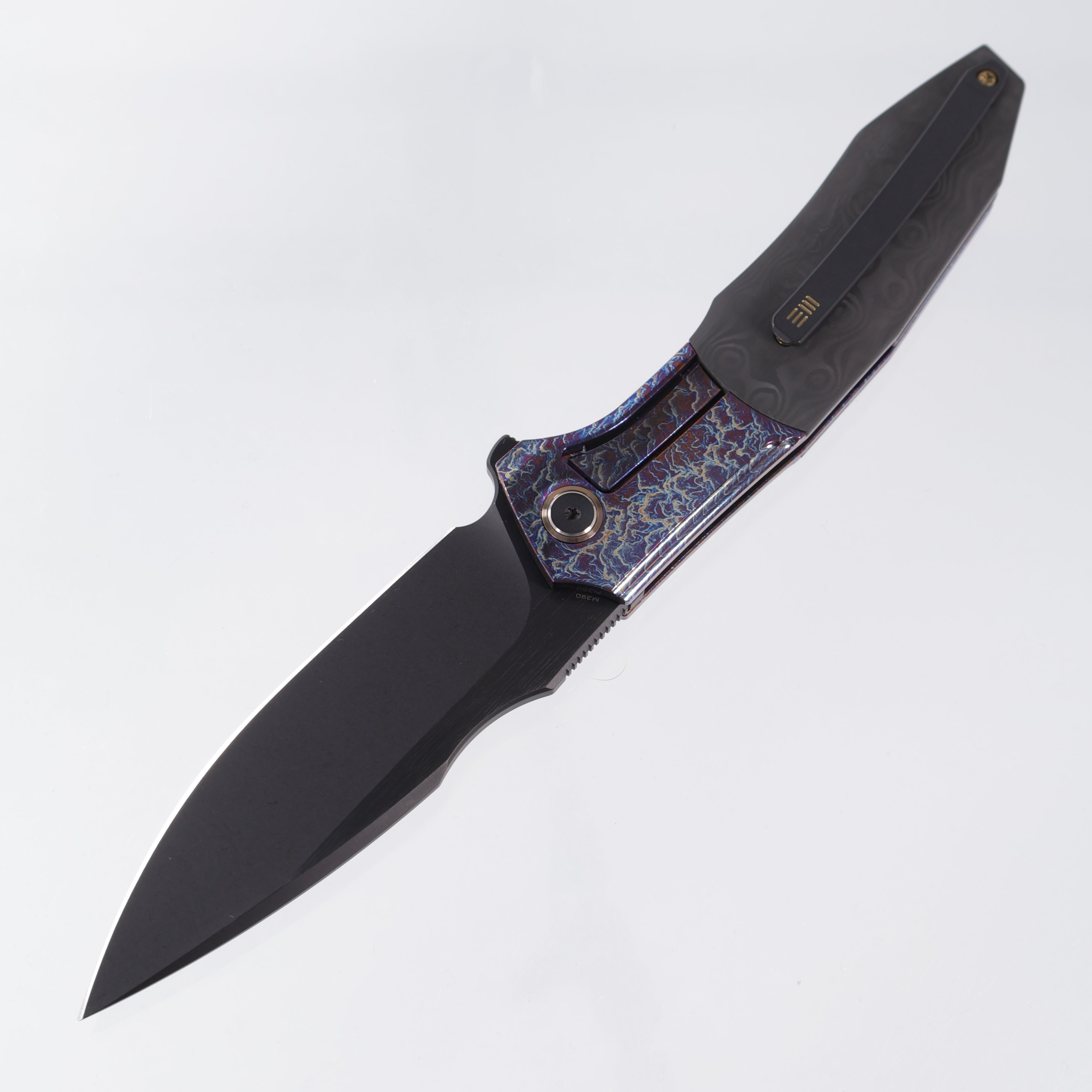 WE Knife Archeozoic - Lightning Titanium w/ Rose Carbon Fiber Inlays - Black Stonewash M390 - WE23091-3