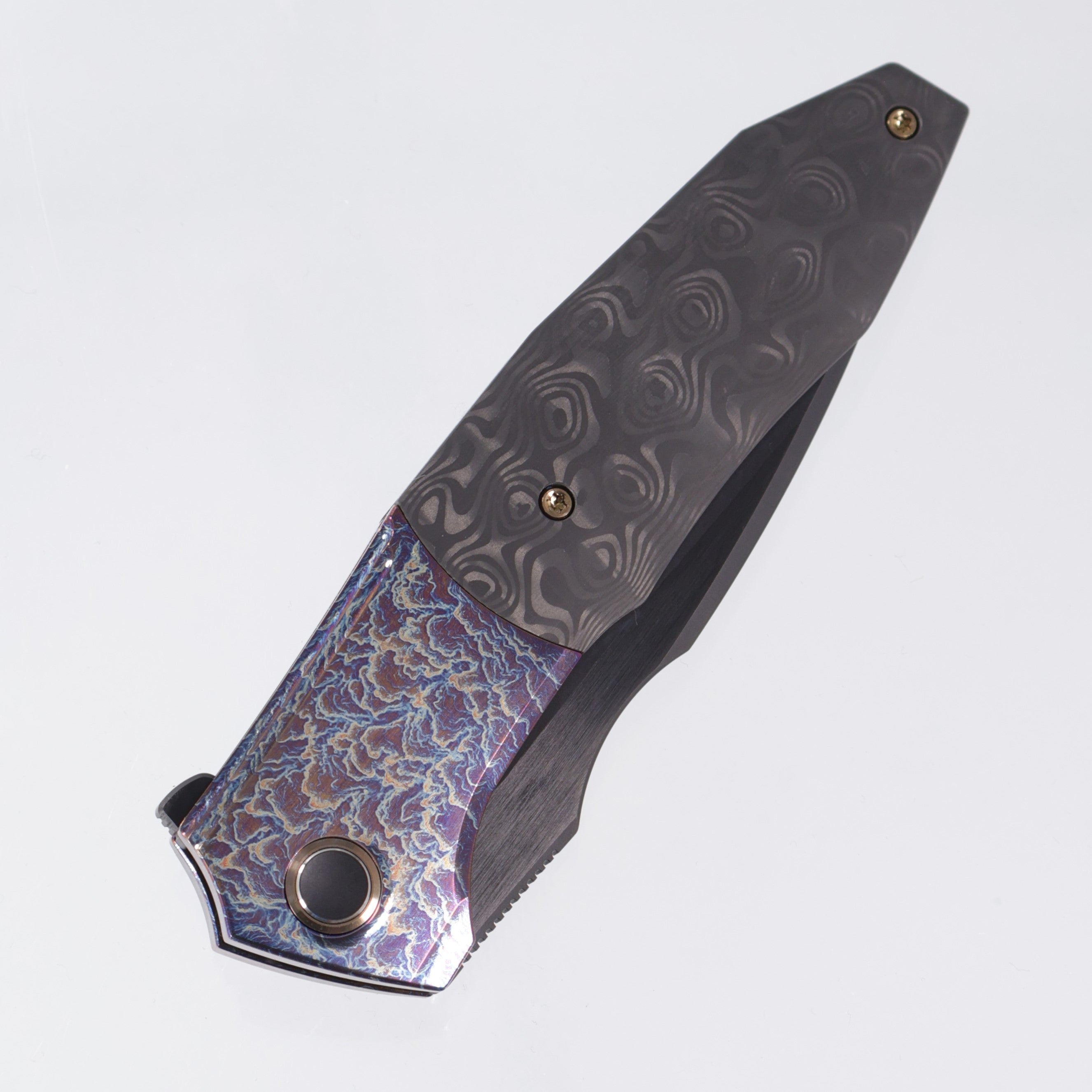 WE Knife Archeozoic - Lightning Titanium w/ Rose Carbon Fiber Inlays - Black Stonewash M390 - WE23091-3