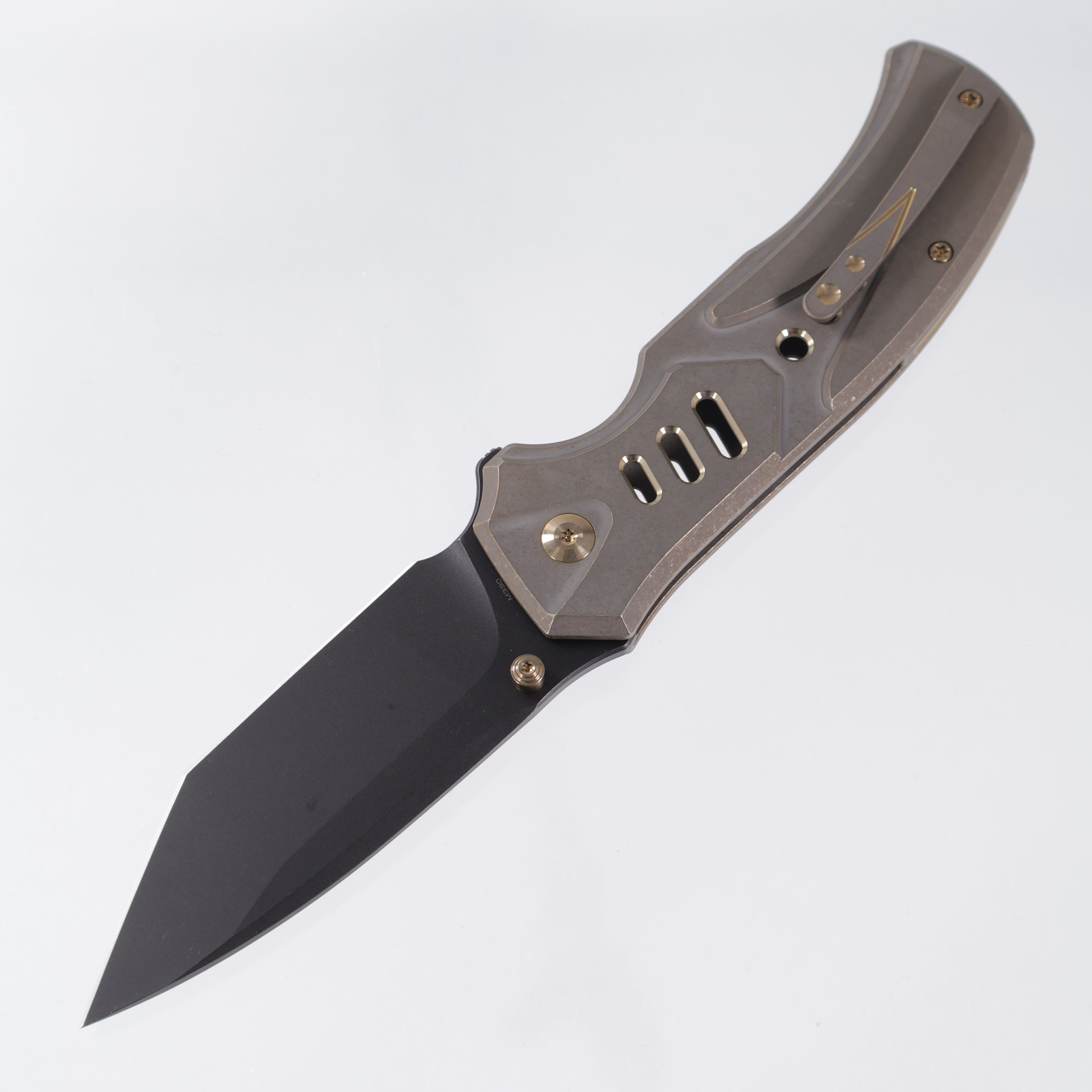 WE Knife Zentron - Bronze Titanium w/ Gold Accents - Black Stonewash M390 - WE24094-3