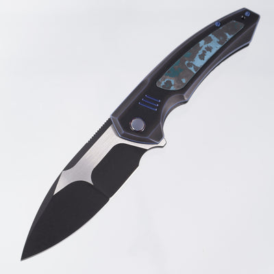 WE Knife Hyperactive - Black & Blue Titanium w/ Artic Storm Fat Carbon Inlays - Black Stonewash & Satin Vanax - WE23030-3