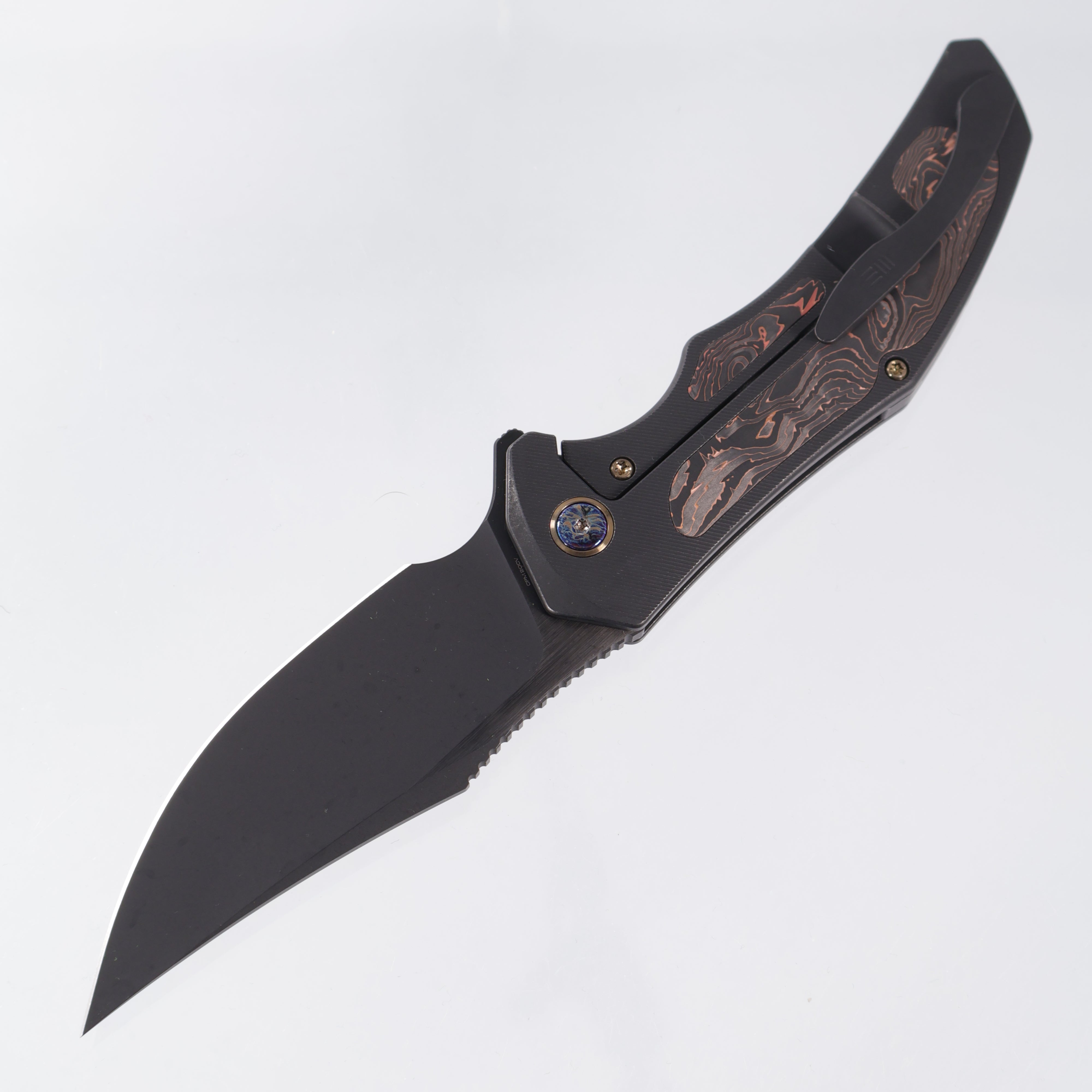 WE Knife Magnetron - Black Stonewash Titanium w/ Copperfoil Carbon Fiber Inlays - WE18058-3