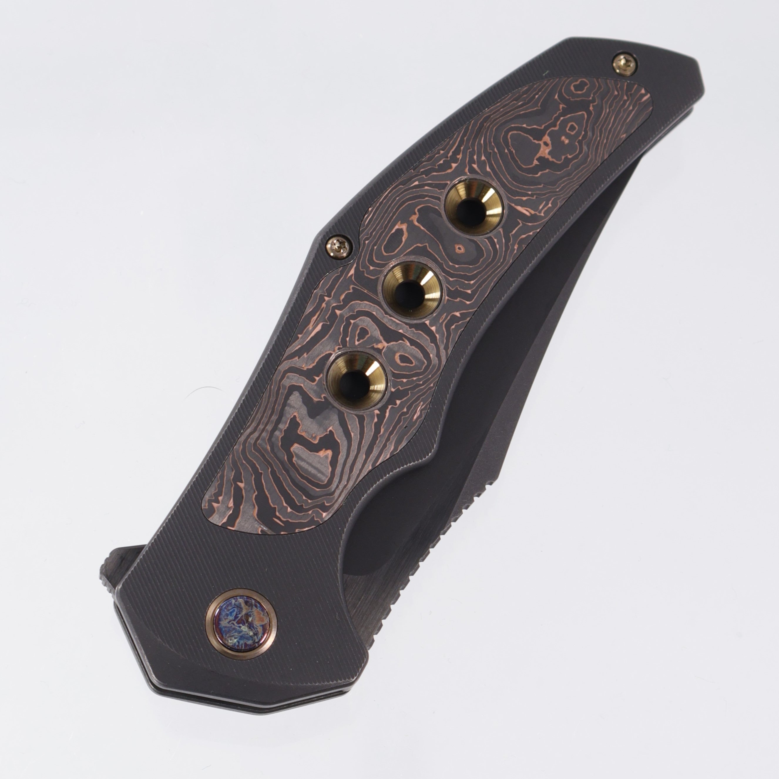 WE Knife Magnetron - Black Stonewash Titanium w/ Copperfoil Carbon Fiber Inlays - WE18058-3