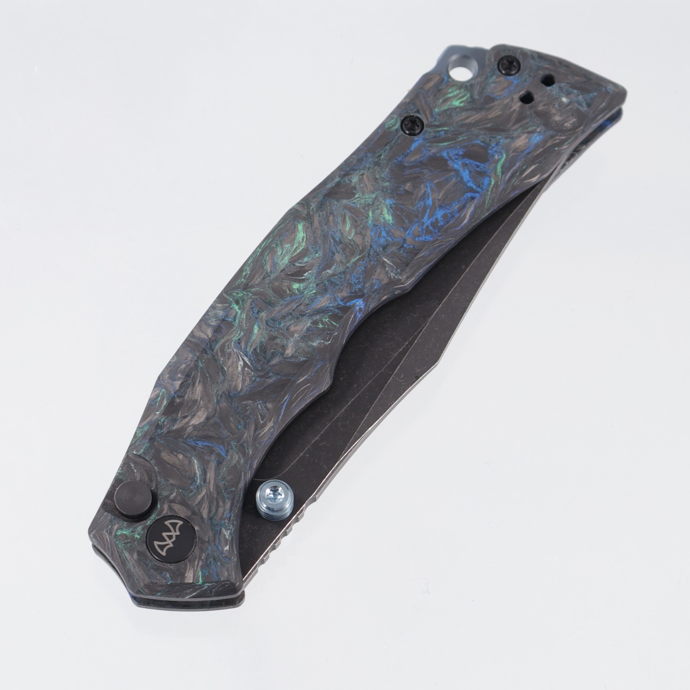 Wixco Jugger - Nebula Shredded Carbon Fiber w/ Blue Ti Accents - Blackwash N690 - WX22-C