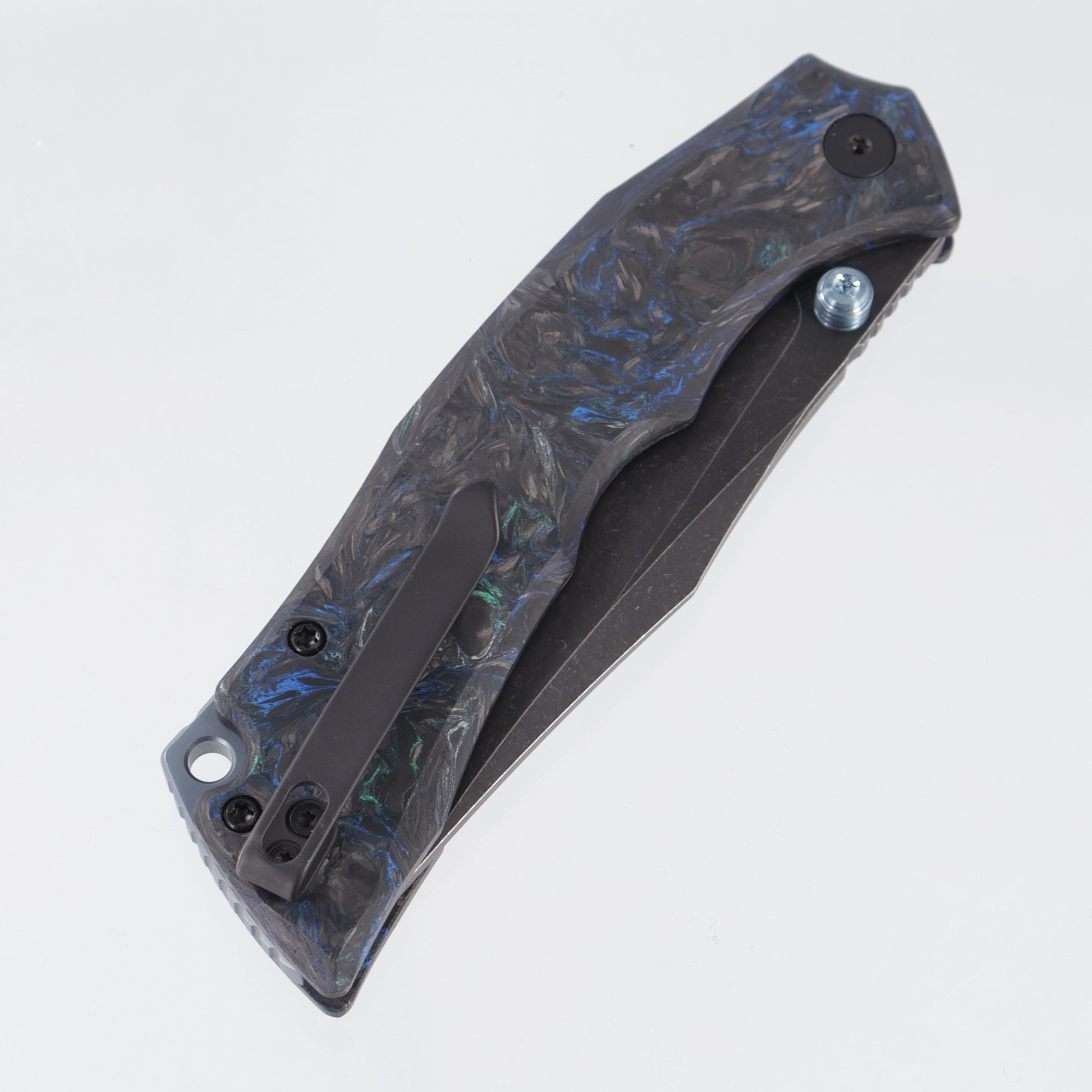 Wixco Jugger - Nebula Shredded Carbon Fiber w/ Blue Ti Accents - Blackwash N690 - WX22-C