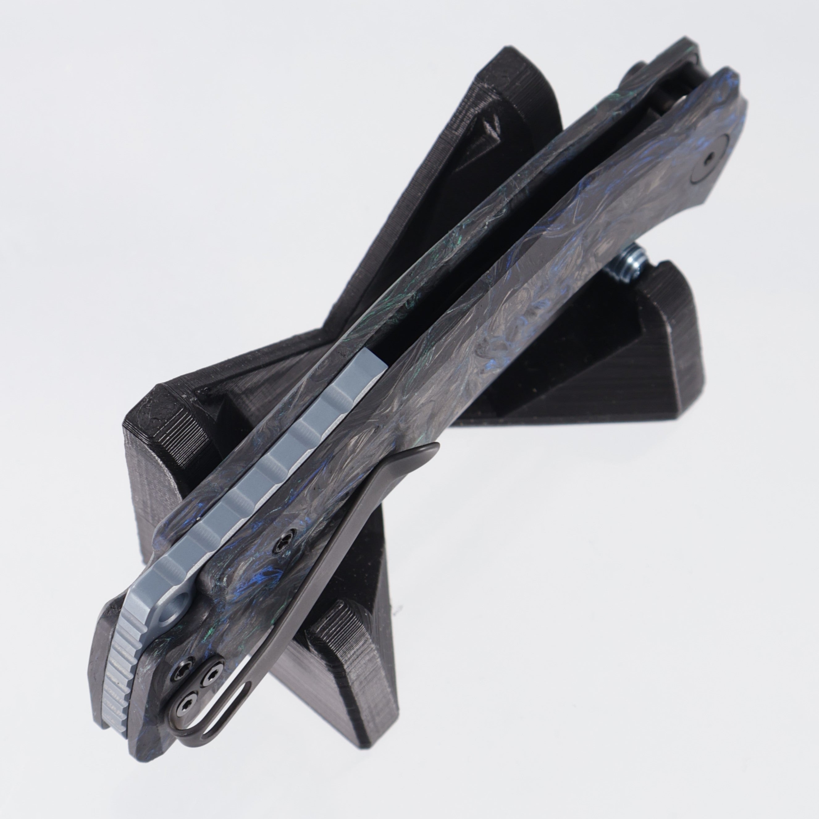 Wixco Jugger - Nebula Shredded Carbon Fiber w/ Blue Ti Accents - Blackwash N690 - WX22-C