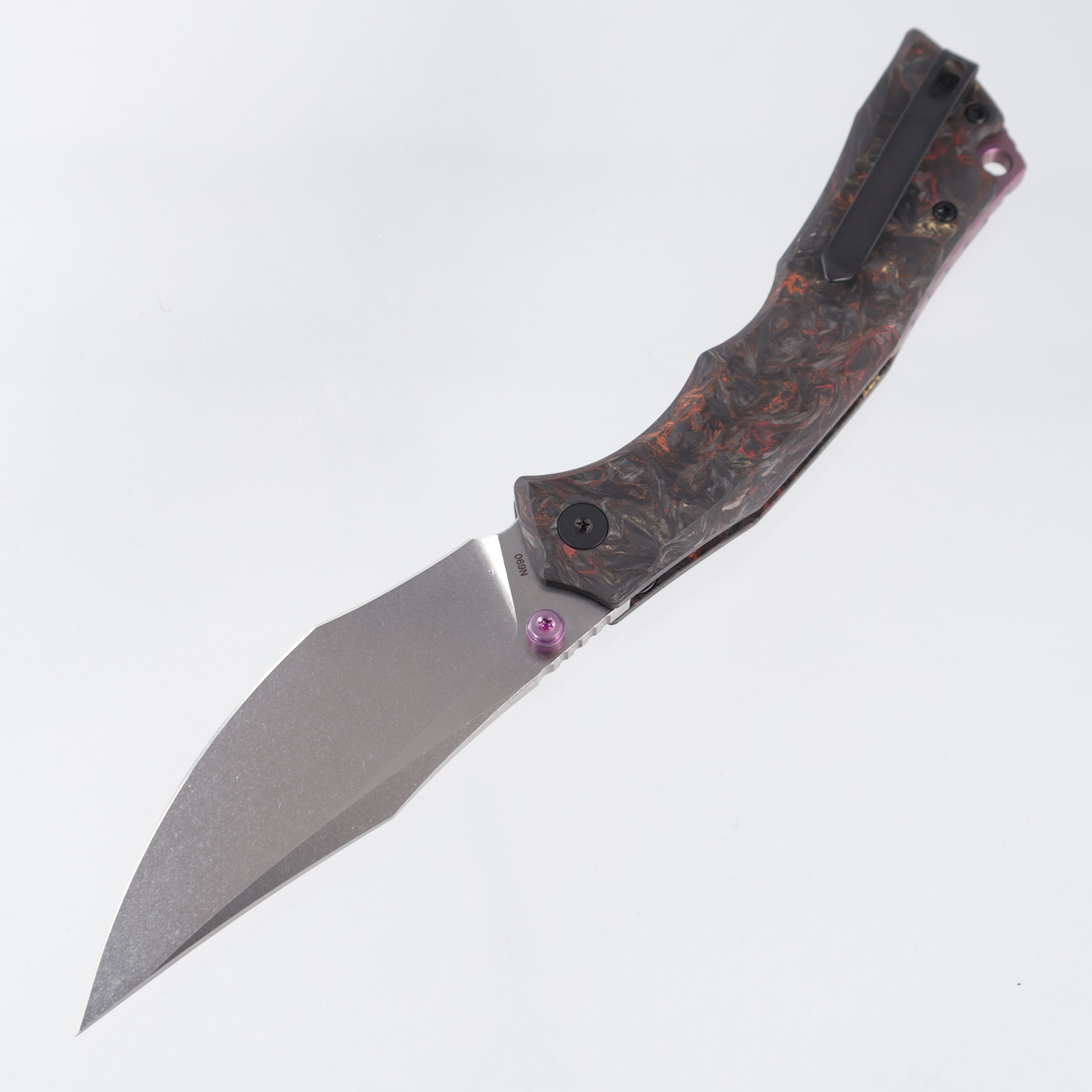 Wixco Jugger - Amber Shredded Carbon Fiber w/ Purple Ti Accents - Stonewash N690 - WX22-A