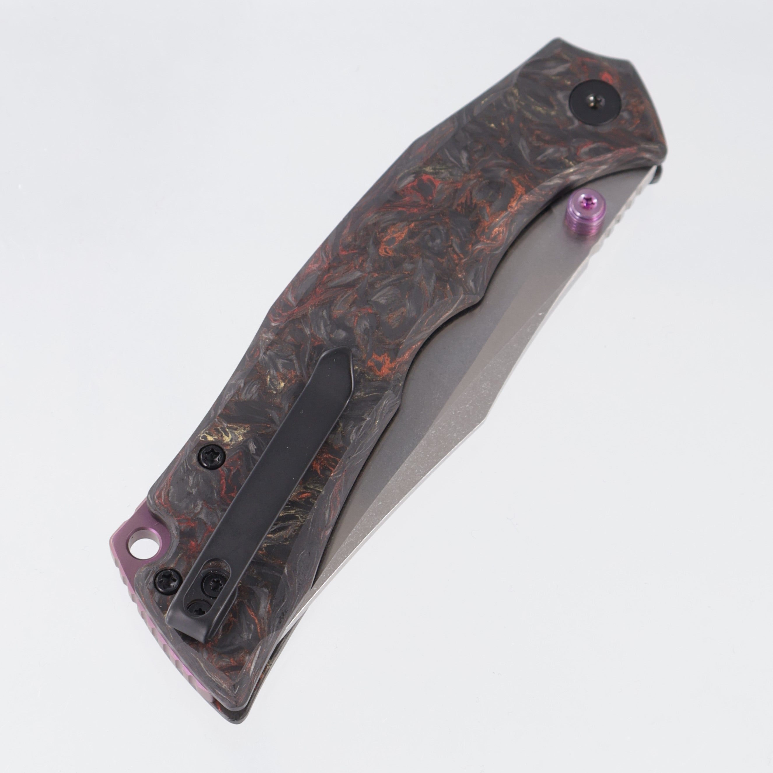 Wixco Jugger - Amber Shredded Carbon Fiber w/ Purple Ti Accents - Stonewash N690 - WX22-A