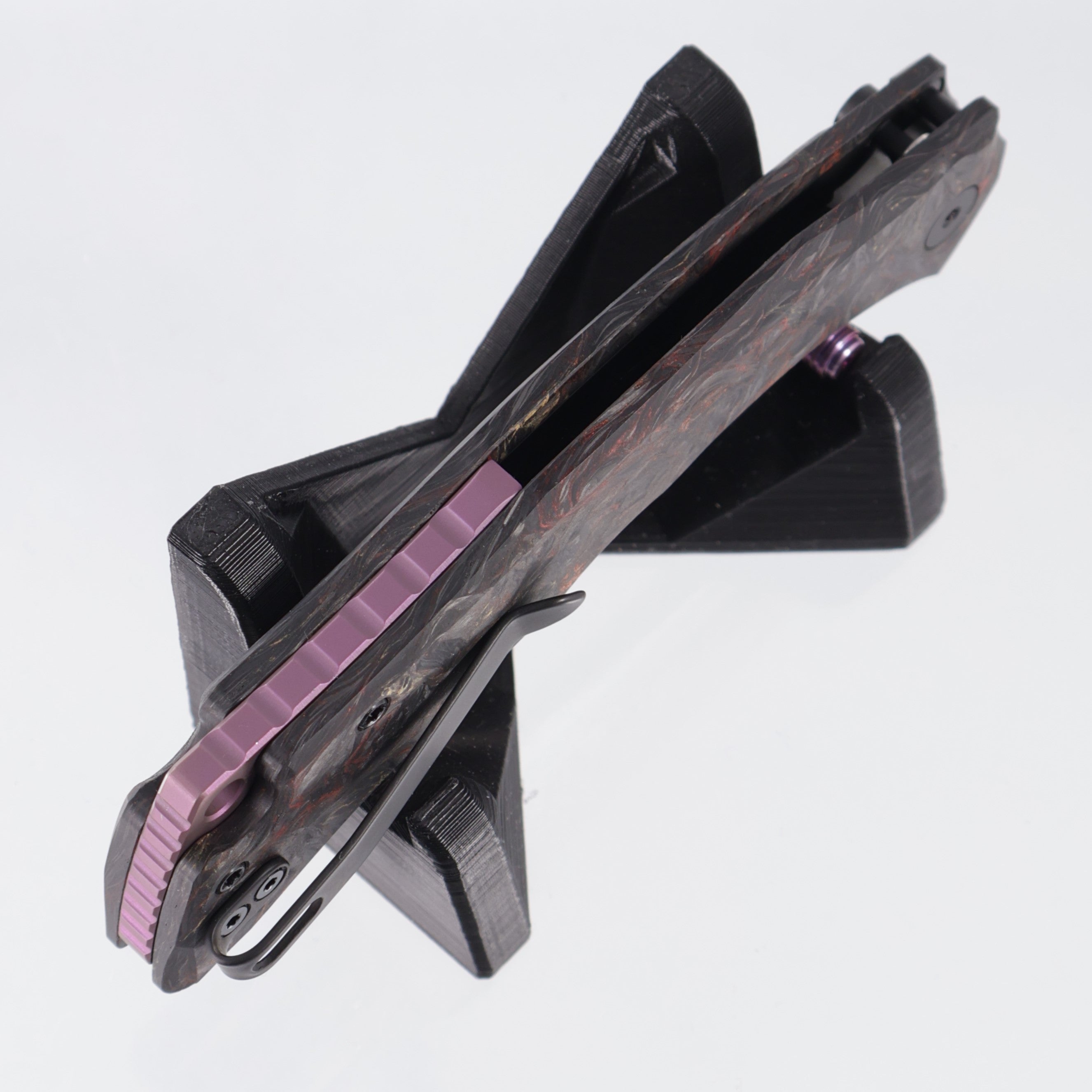 Wixco Jugger - Amber Shredded Carbon Fiber w/ Purple Ti Accents - Stonewash N690 - WX22-A