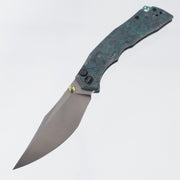 Wixco Jugger - Teal Shredded Carbon Fiber w/ Green Ti Accents - Satin N690 - WX22-B