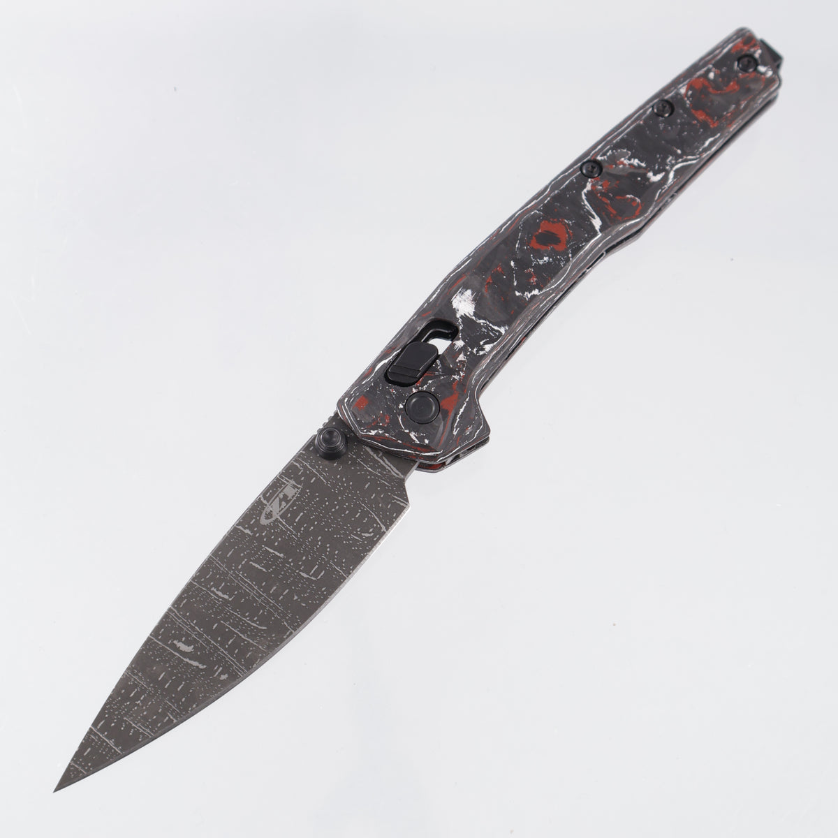 Zero Tolerance 0117 Duralock - Red & White Carbon Fiber - Vegas Forge Dot Matrix - 0117VFDAM
