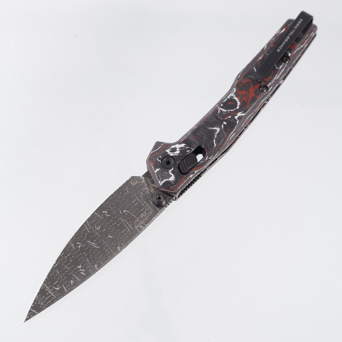 Zero Tolerance 0117 Duralock - Red & White Carbon Fiber - Vegas Forge Dot Matrix - 0117VFDAM