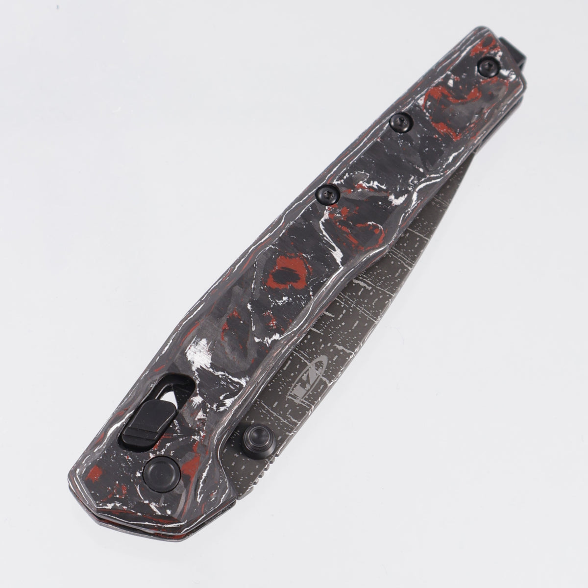 Zero Tolerance 0117 Duralock - Red & White Carbon Fiber - Vegas Forge Dot Matrix - 0117VFDAM