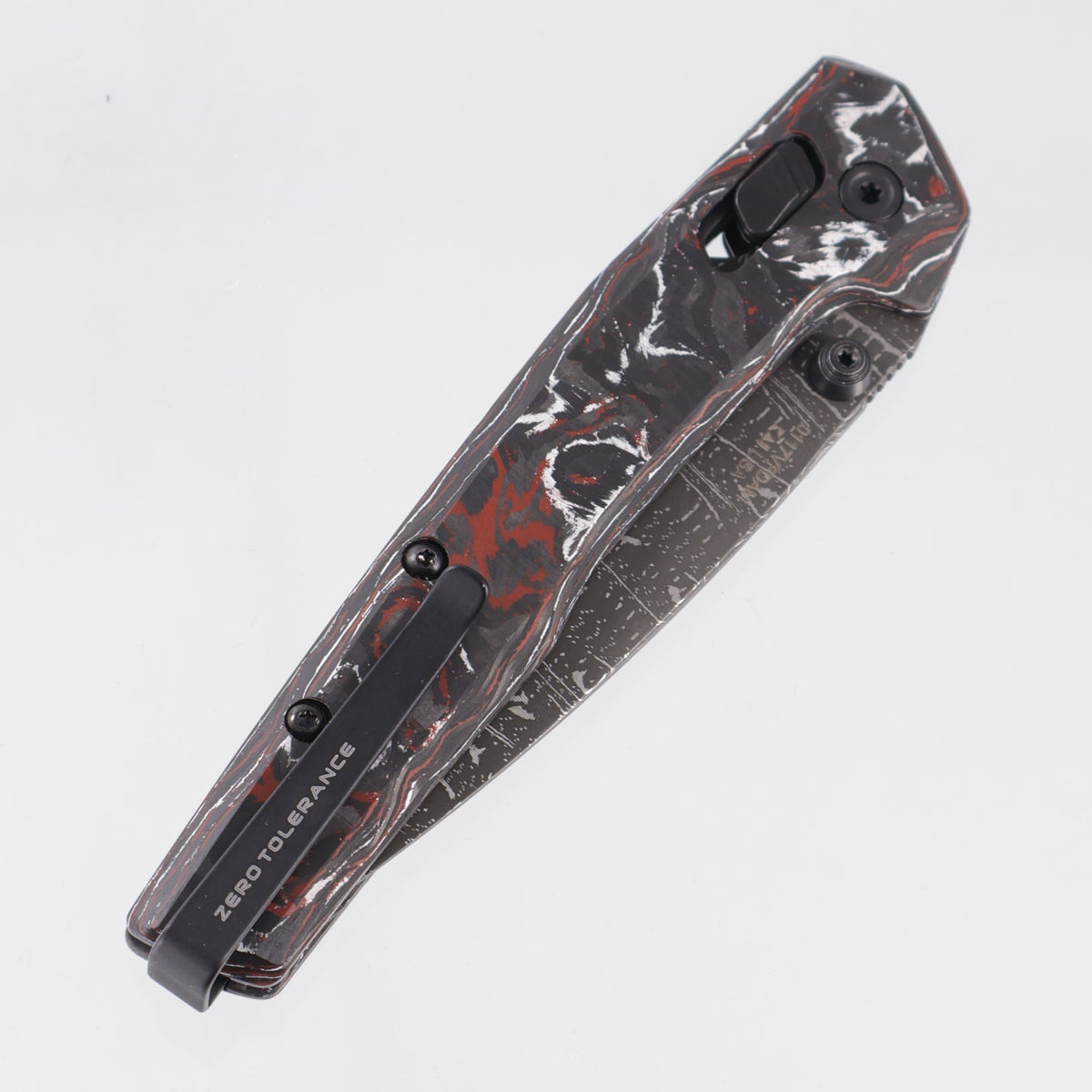Zero Tolerance 0117 Duralock - Red & White Carbon Fiber - Vegas Forge Dot Matrix - 0117VFDAM
