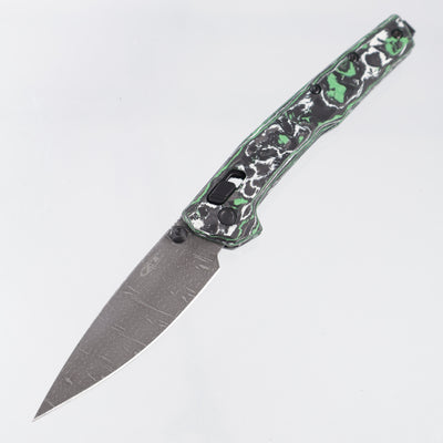Zero Tolerance 0117 Duralock - Green & White Carbon Fiber - Vegas Forge Dot Matrix - 0117VFGW