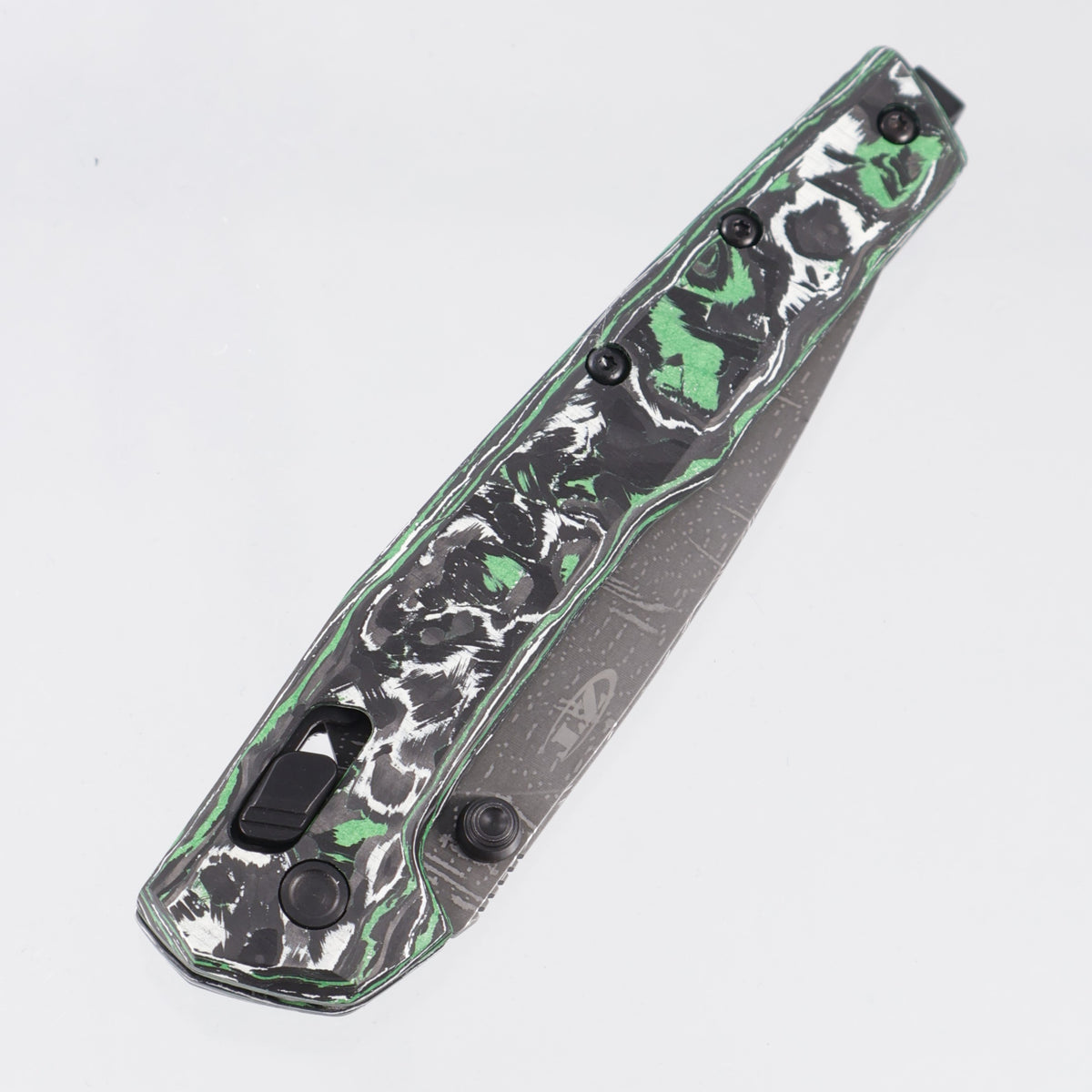 Zero Tolerance 0117 Duralock - Green & White Carbon Fiber - Vegas Forge Dot Matrix - 0117VFGW