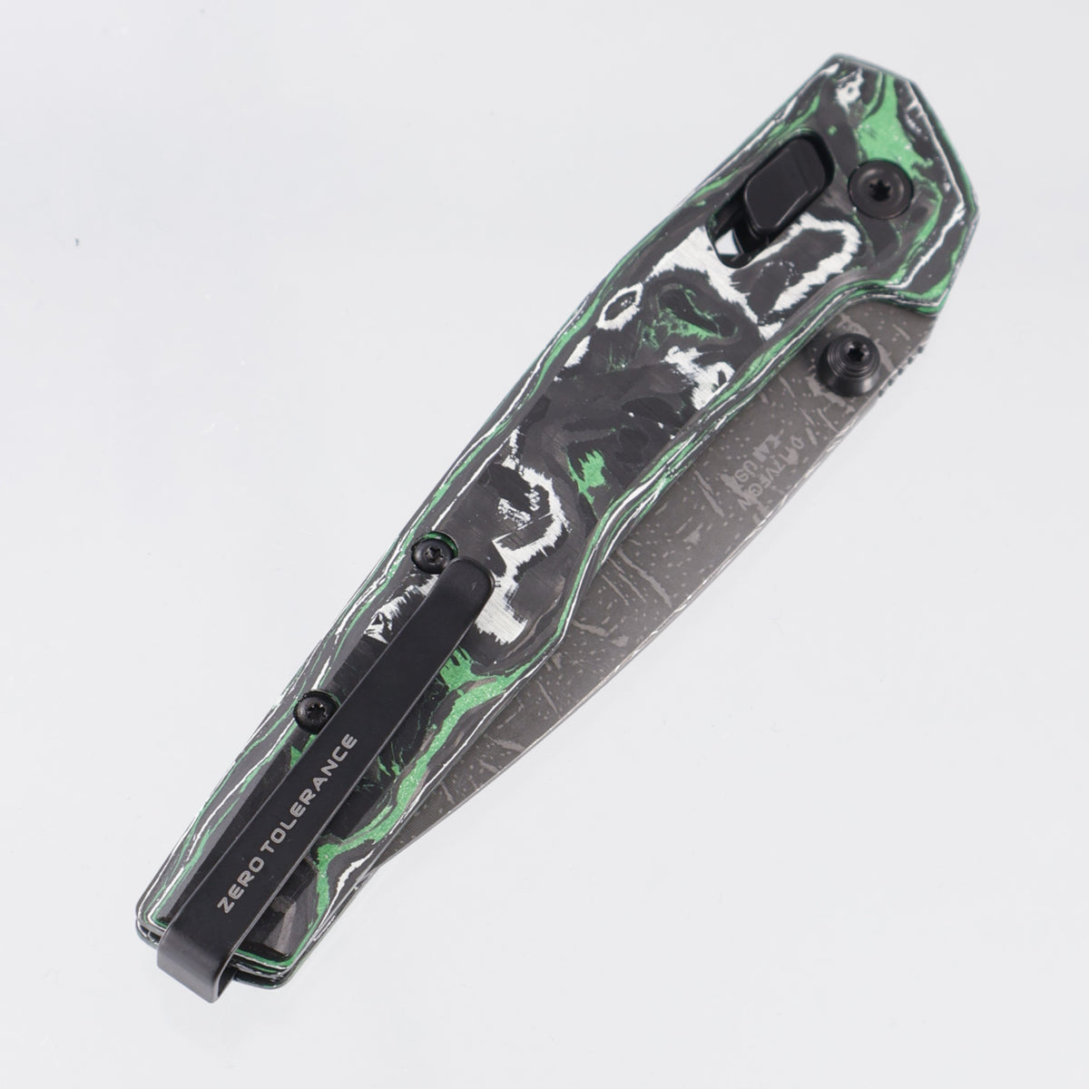 Zero Tolerance 0117 Duralock - Green & White Carbon Fiber - Vegas Forge Dot Matrix - 0117VFGW